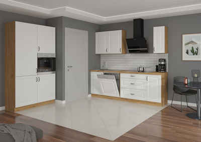 Küchen-Preisbombe Küchenzeile Stilo Weiß + Eiche Artisan 230 + 120 cm Küche Küchenblock Einbauküche