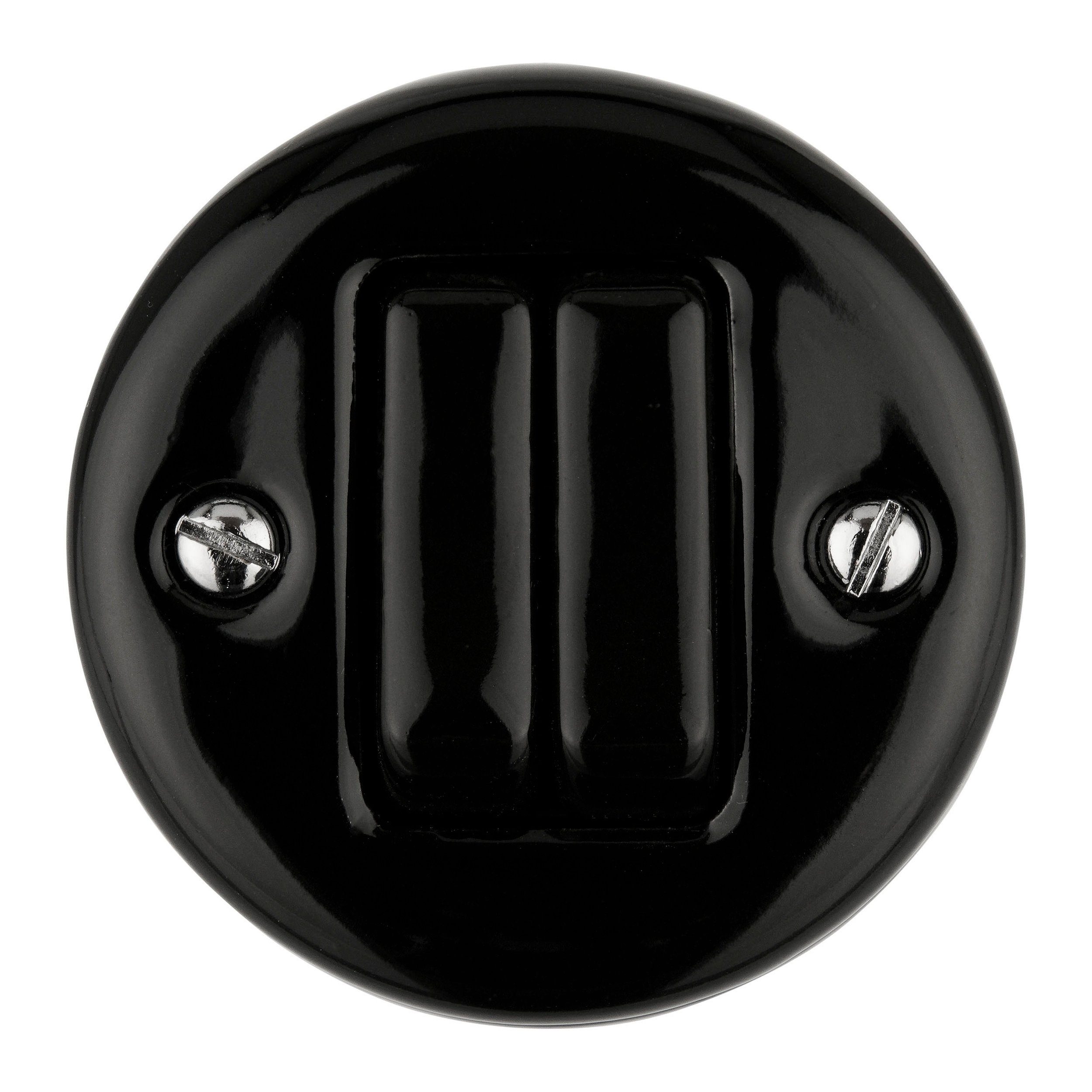 Porzellan I QR1 schwarz Doppelschalter ADAKAT Lichtschalter I Retro Aufputz