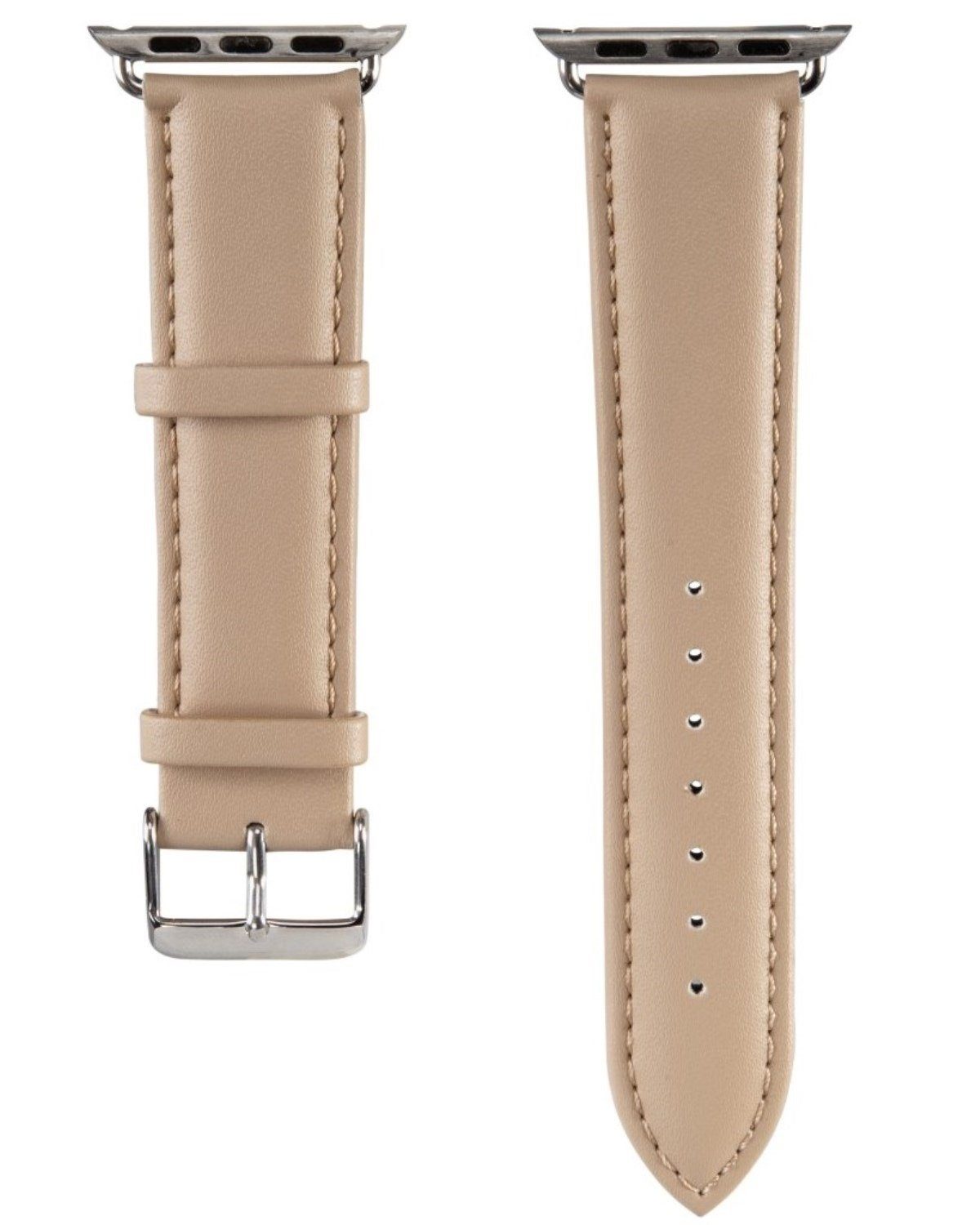 Hama Handyhülle Uhren-Armband Uhren-Band Classic Beige, für Apple Watch 42mm 3. Gen Apple Watch 44mm 4. Gen 5. Gen 6. Gen