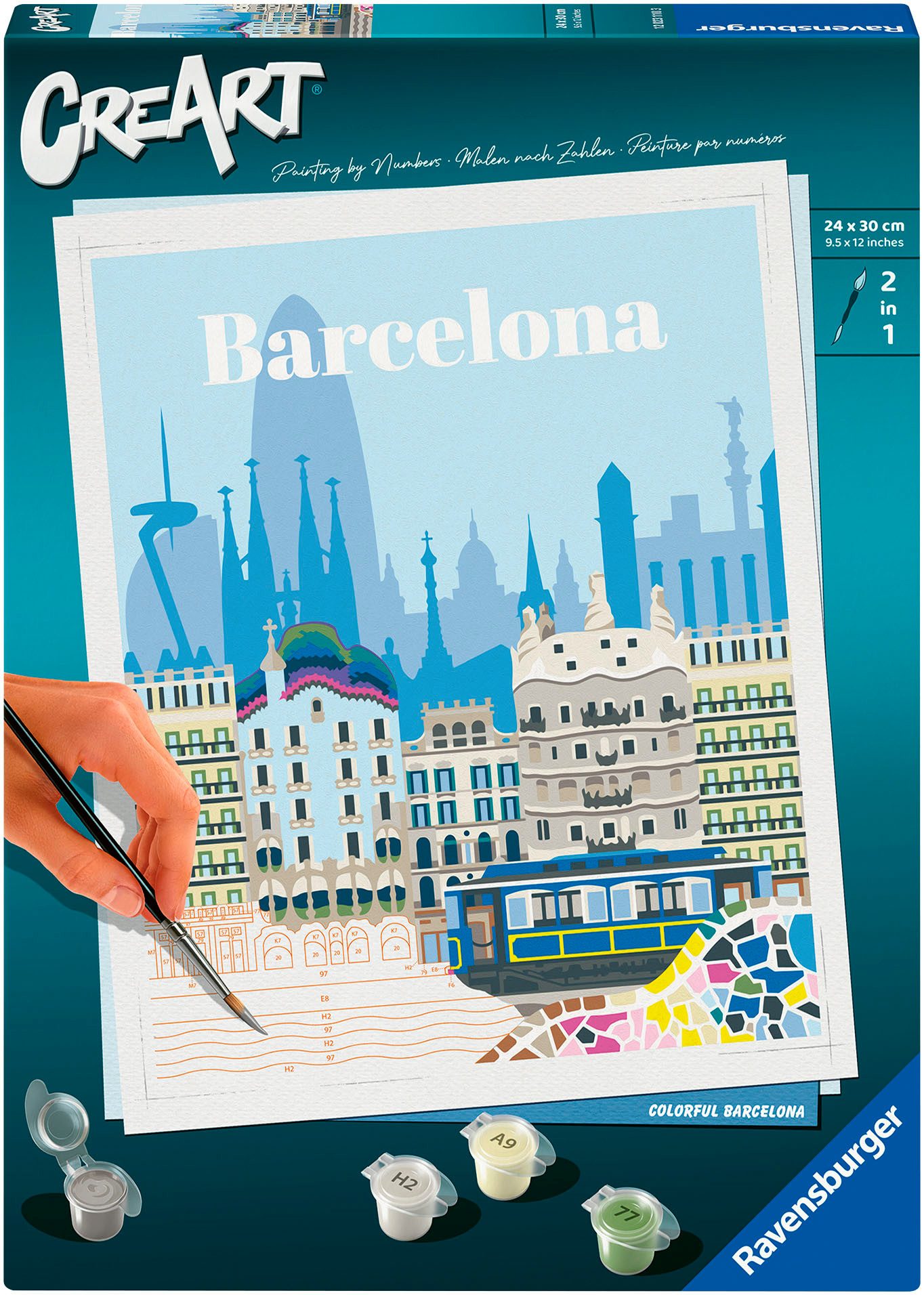 Ravensburger Malen nach Zahlen CreArt, Farbenfrohes Barcelona, Made in Europe