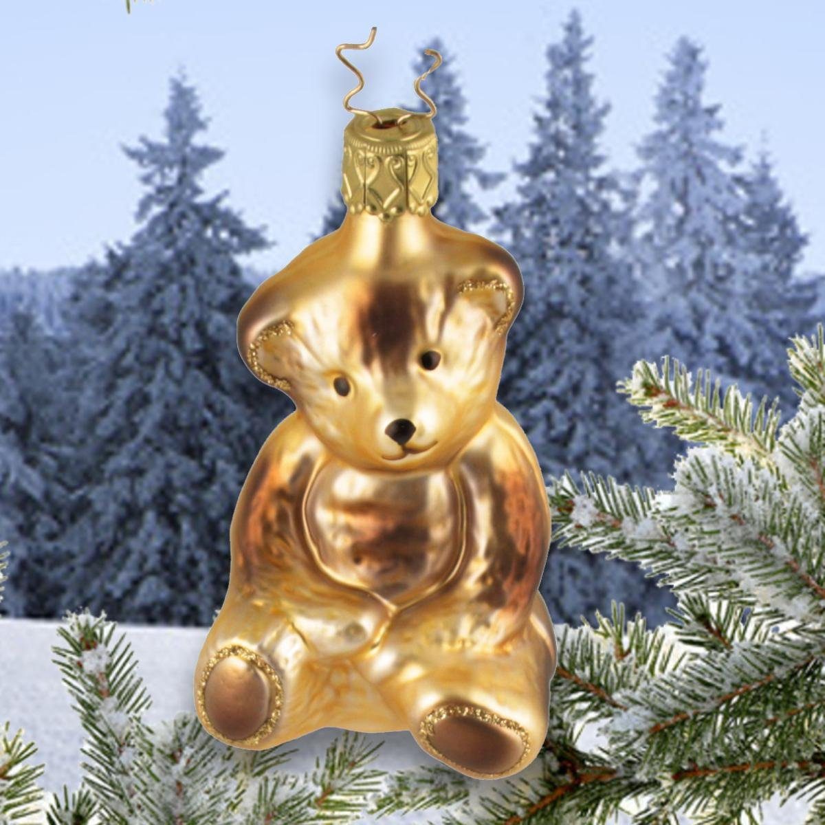 INGE-GLAS® (1-tlg) Weihnachts-Hänger Teddy INGE-GLAS® Christbaumschmuck 8,5 cm ca.