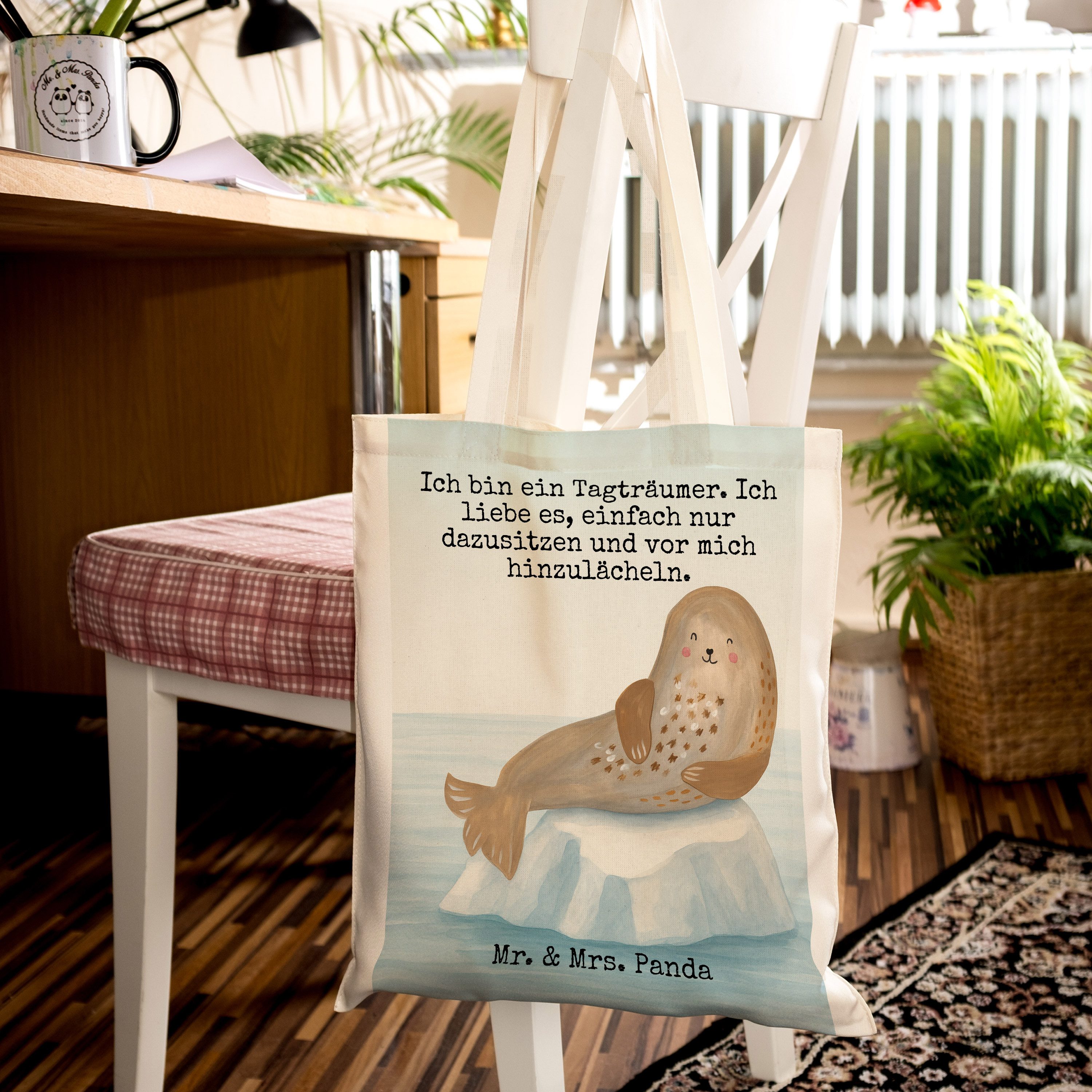 Mr. & Mrs. Panda Tragetasche Robbe Lachen Design, dokumententasche, Weiß, Beutel, Einkaufstasche, (Packung), Einkaufstasche einkaufsshopper Nordsee