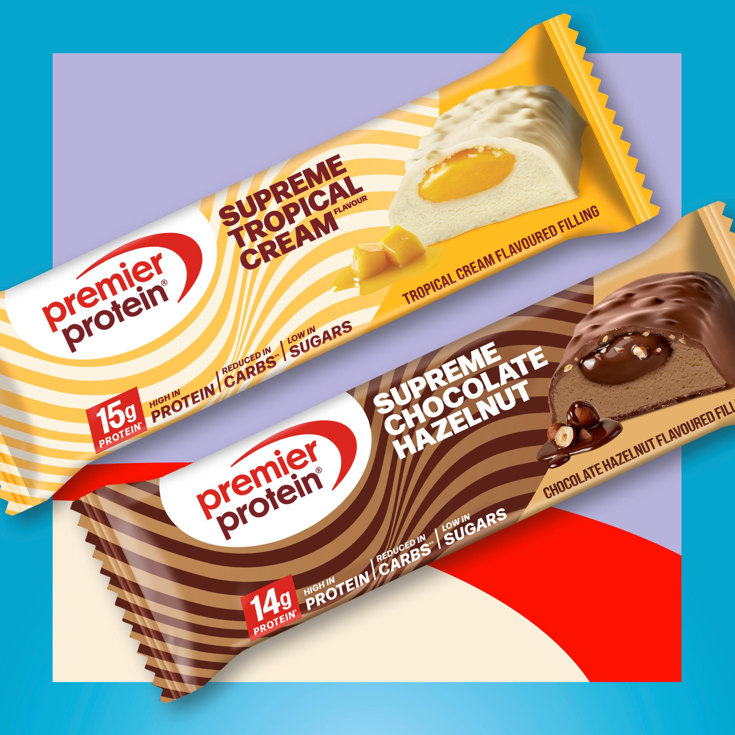 Premier Protein Premier Protein Supreme Bar Tropical Cream 12x42g Low Sugar palmölfrei Riegel, 12 St.