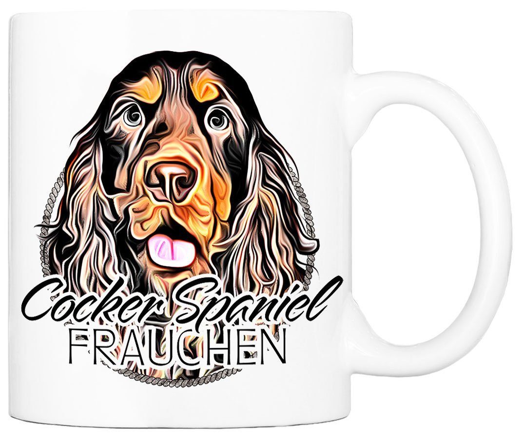 Cadouri Tasse COCKER SPANIEL FRAUCHEN - Kaffeetasse für Hundefreund, Keramik, mit Hunderasse, beidseitig bedruckt, handgefertigt, Geschenk, 330 ml