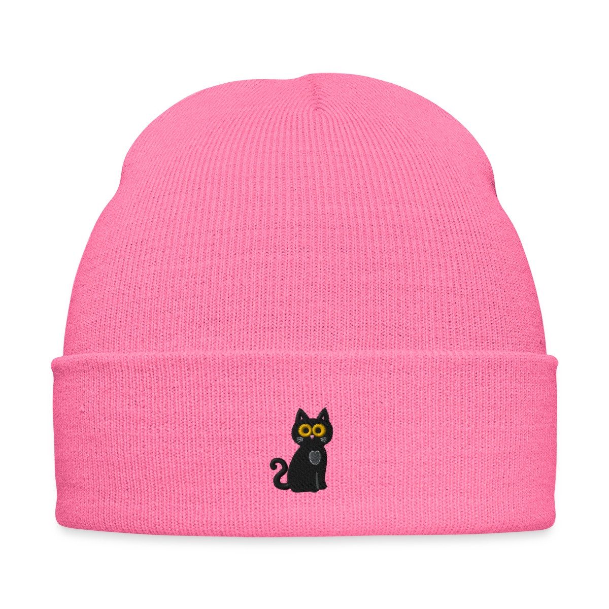 Spreadshirt Beanie Katze Stickerei Bestickte Wintermütze (1-St)