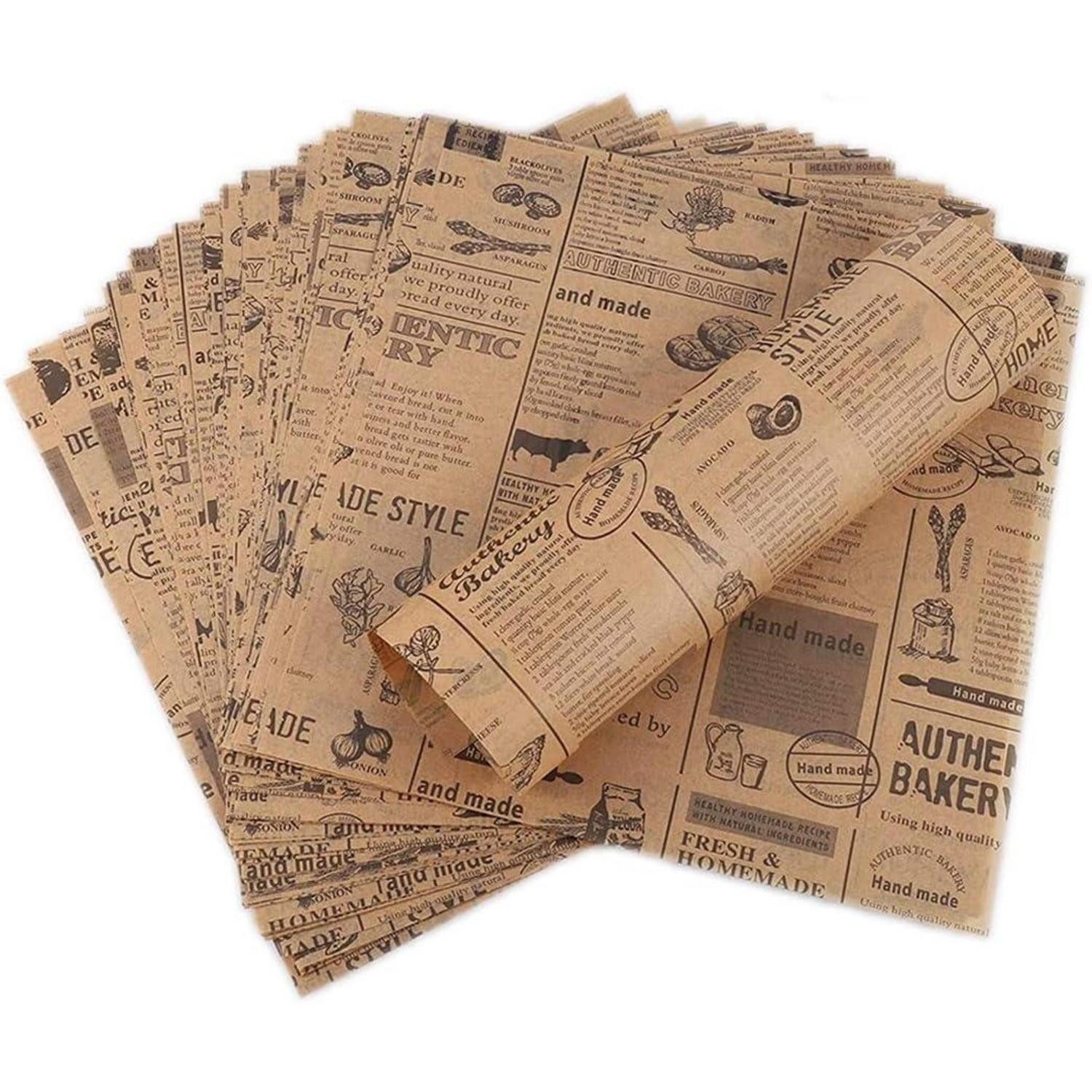 LuxusKollektion Backpapier 100 Blätter Deli Papier Pommes Burger Wrap Butterbrot