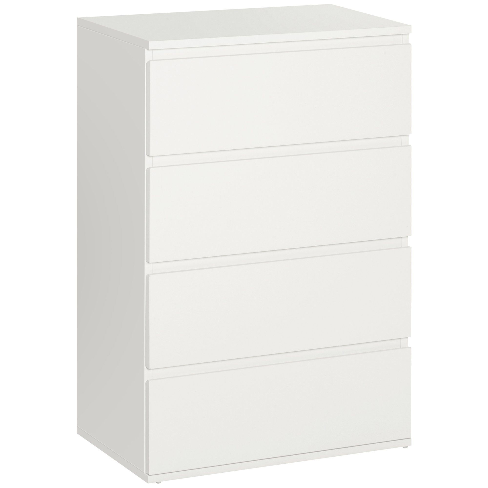 HOMCOM Kommode Schubladenschrank Sideboard mit 4 Schubladen (Beistellschrank, 1 St., Büroschrank), für Wohnzimmer, Schlafzimmer, Weiß, 55 x 33 x 80 cm