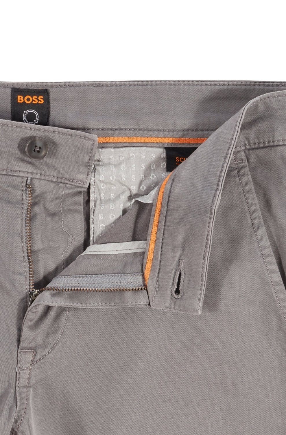 BOSS Slim-Fit Hose Chinohose Baumwoll-Satin elastischem aus