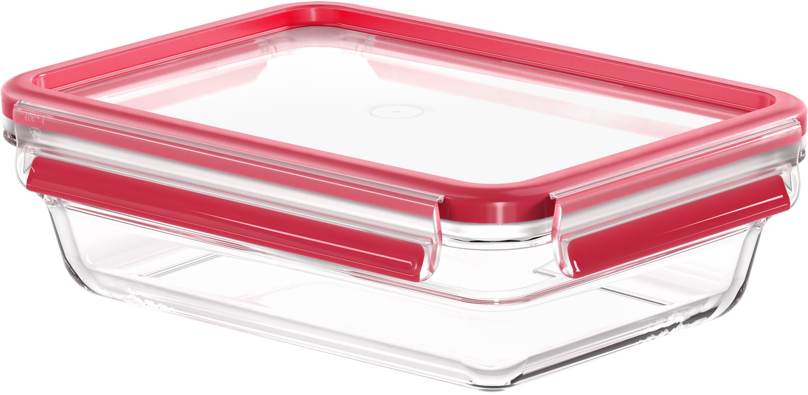 Emsa Aufbewahrungsbecher Clip & Close Glas, Glas, Polyprophylen (PP), (2-tlg), 1,1 Liter, rechteckig, Stapelkante, backofengeeignet, auslaufsicher