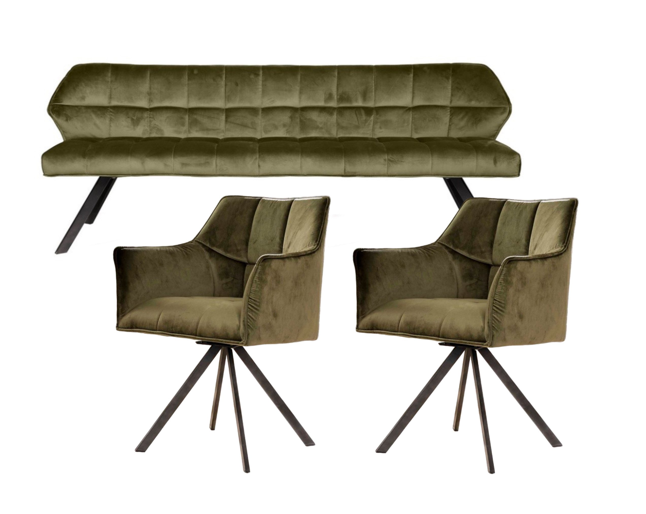 Vintagehaus Polsterbank Set Esstischbank Raster + günstig online kaufen