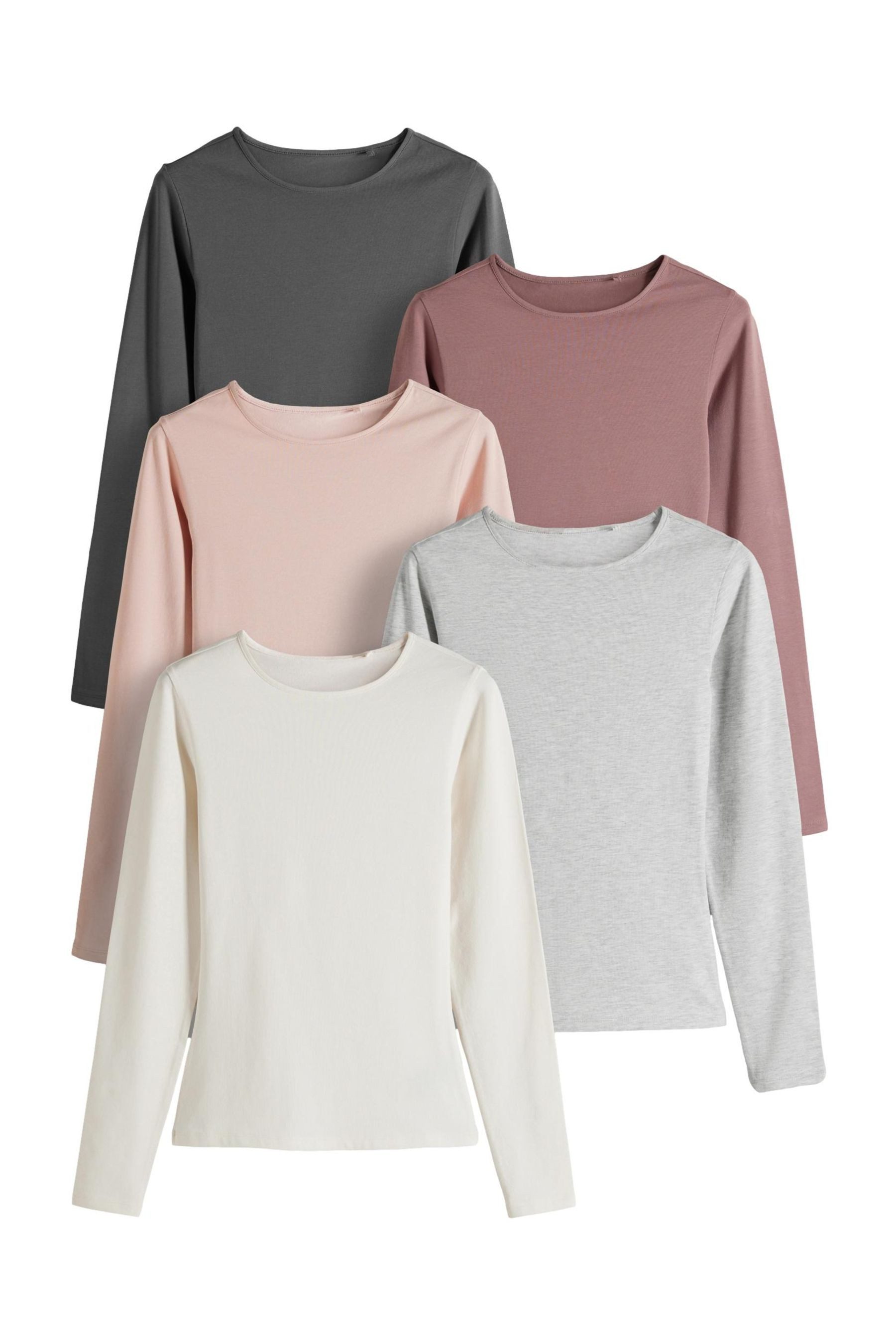 Langarmshirt The Set Rundhals-Langarmshirts, 5er-Pack