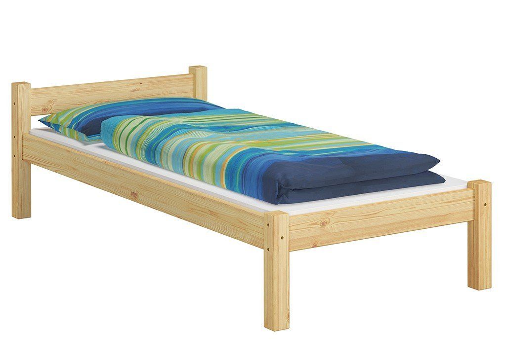 Rost Matratze, Bettenset Bett mit 90x200 Holzgestell Kieferfarblos mit Kiefer ERST-HOLZ lackiert und