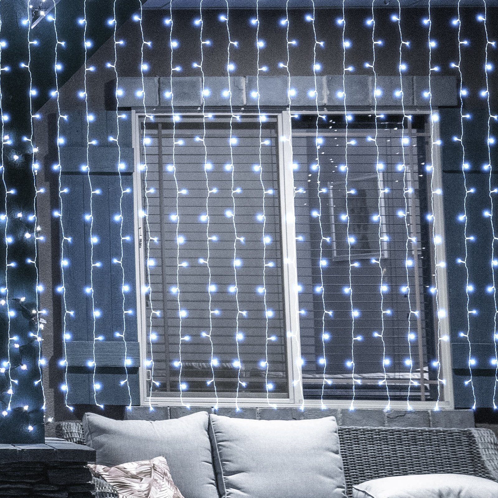 Salcar LED-Lichterkette 3m/6m LED Lichtvorhang Weihnachten Lichterkette 8 Beleuchtungsmodi Kaltweiß