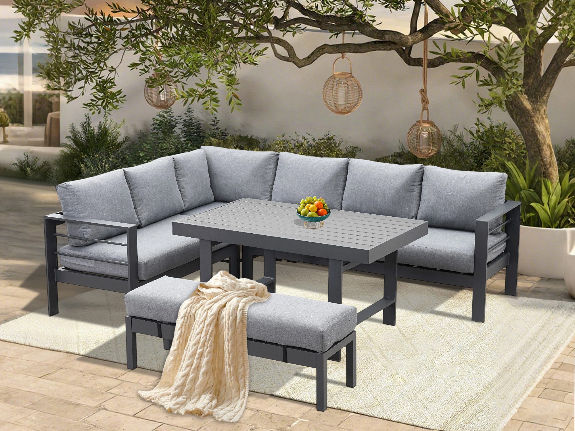 MeXo Gartenlounge-Set Modulares Terrassenmöbel-Set aus Aluminium günstig online kaufen