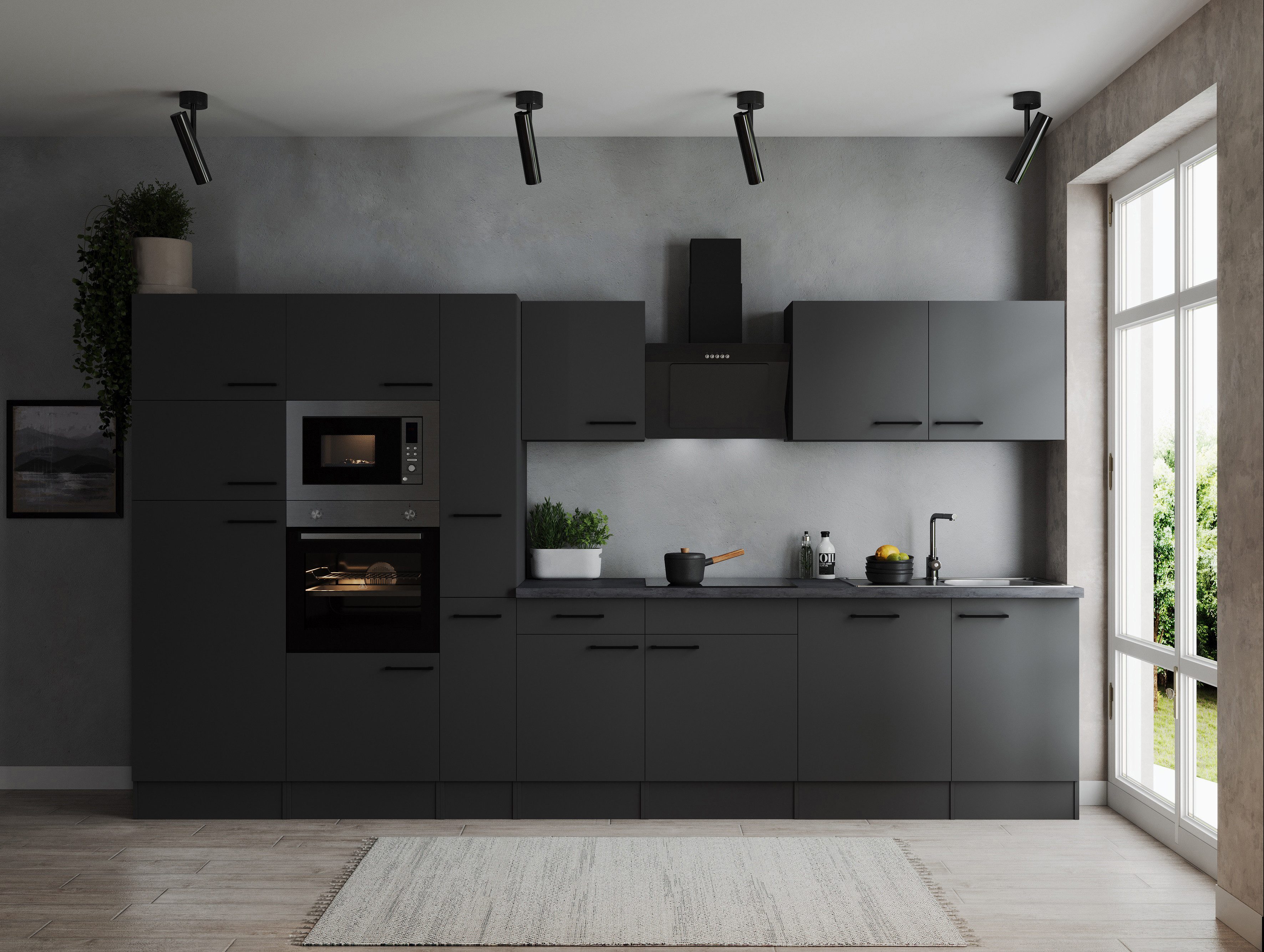 RESPEKTA Küchenzeile Oliver, Breite 370 cm, 90 cm Arbeitshöhe, in exklusiver Konfiguration für OTTO