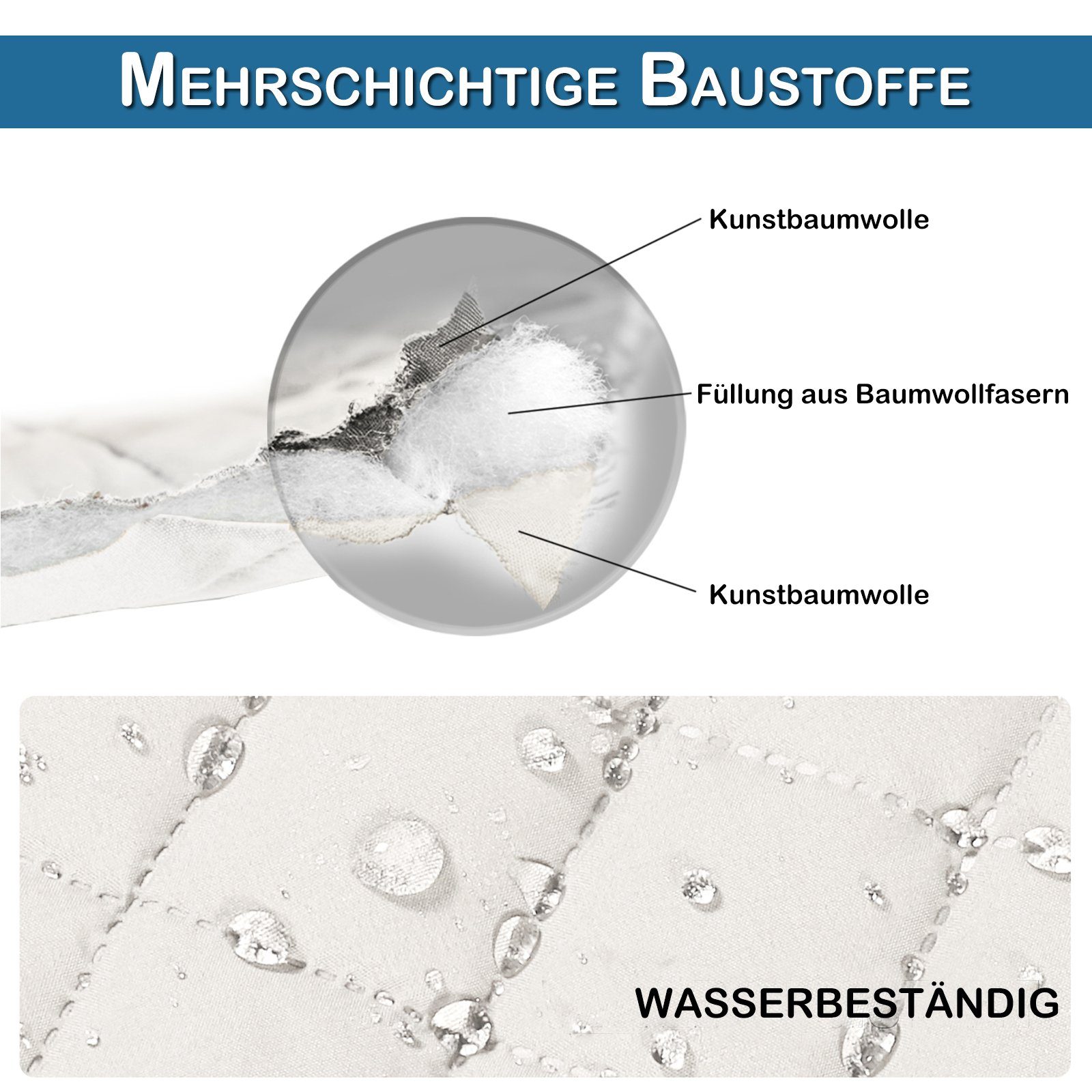 Elfenbein Sofaabdeckung, Doppelseitig, für Sofahusse wasserabweisend, gesteppt, Rosnek, Haustiermatte L-förmige