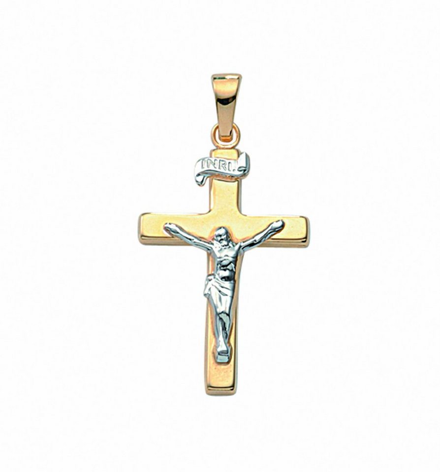 Adelia´s Kette mit Anhänger 333 Gold Kreuz Anhänger Korpus, Schmuckset - Set  mit Halskette, Inkl. 45 cm verstellbarer vergoldeter 925 Silber Halskette