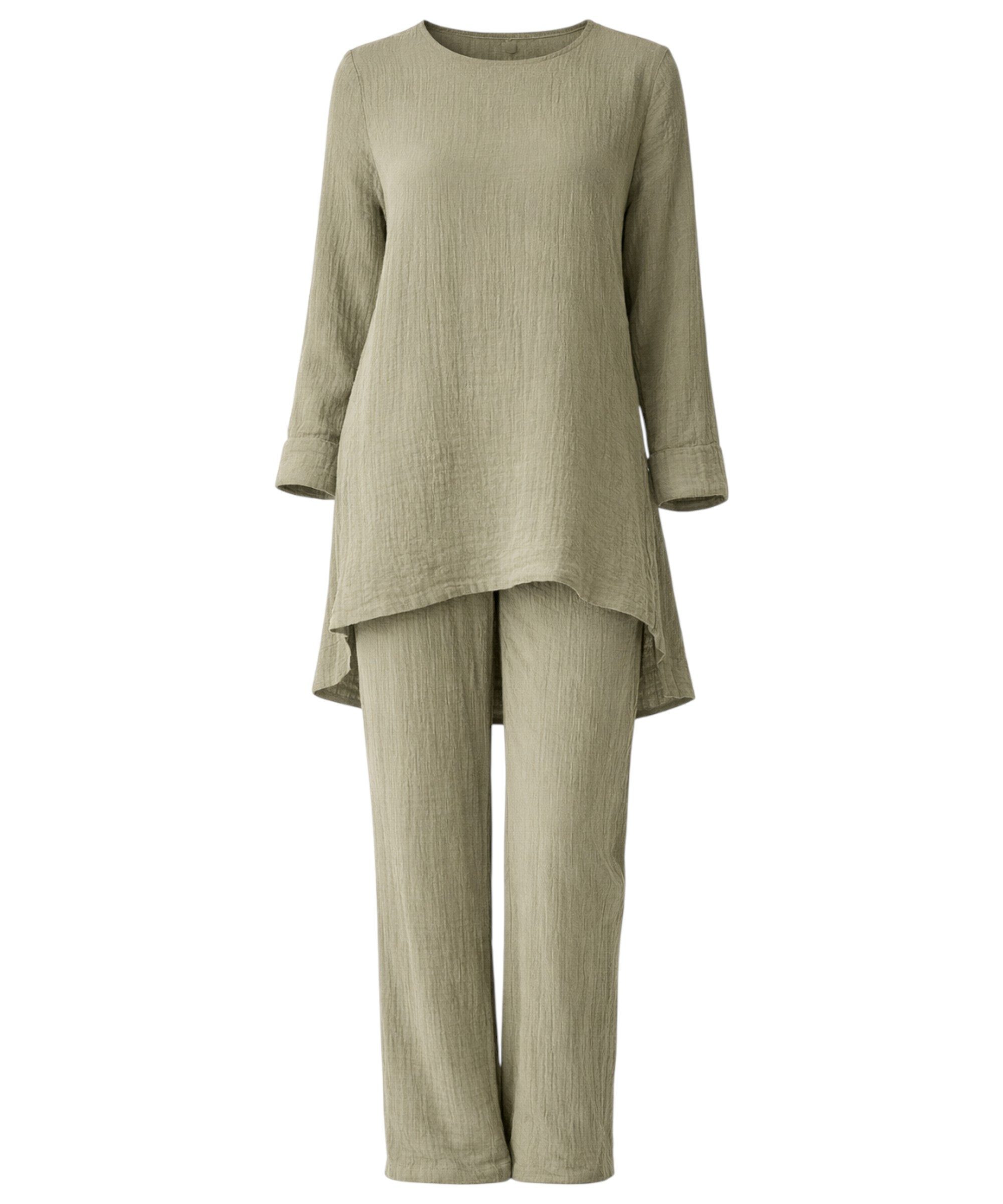 WENOR Hosenanzug Tunika Set aus Musselin 100 % Baumwolle Modest Fashion (2- günstig online kaufen