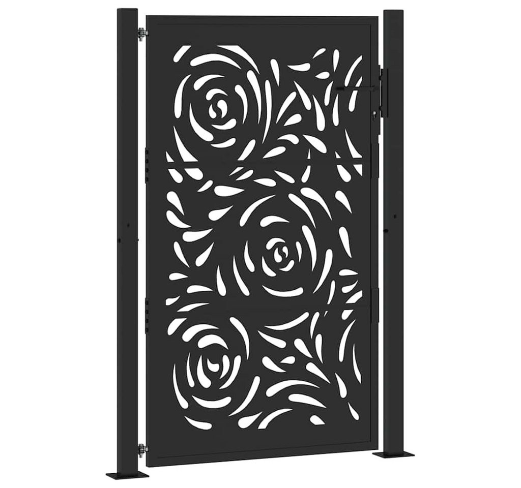 Thumbnail - vidaXL Gartentor, Gartentor Schwarz 105x155 cm Stahl Flammen-Design