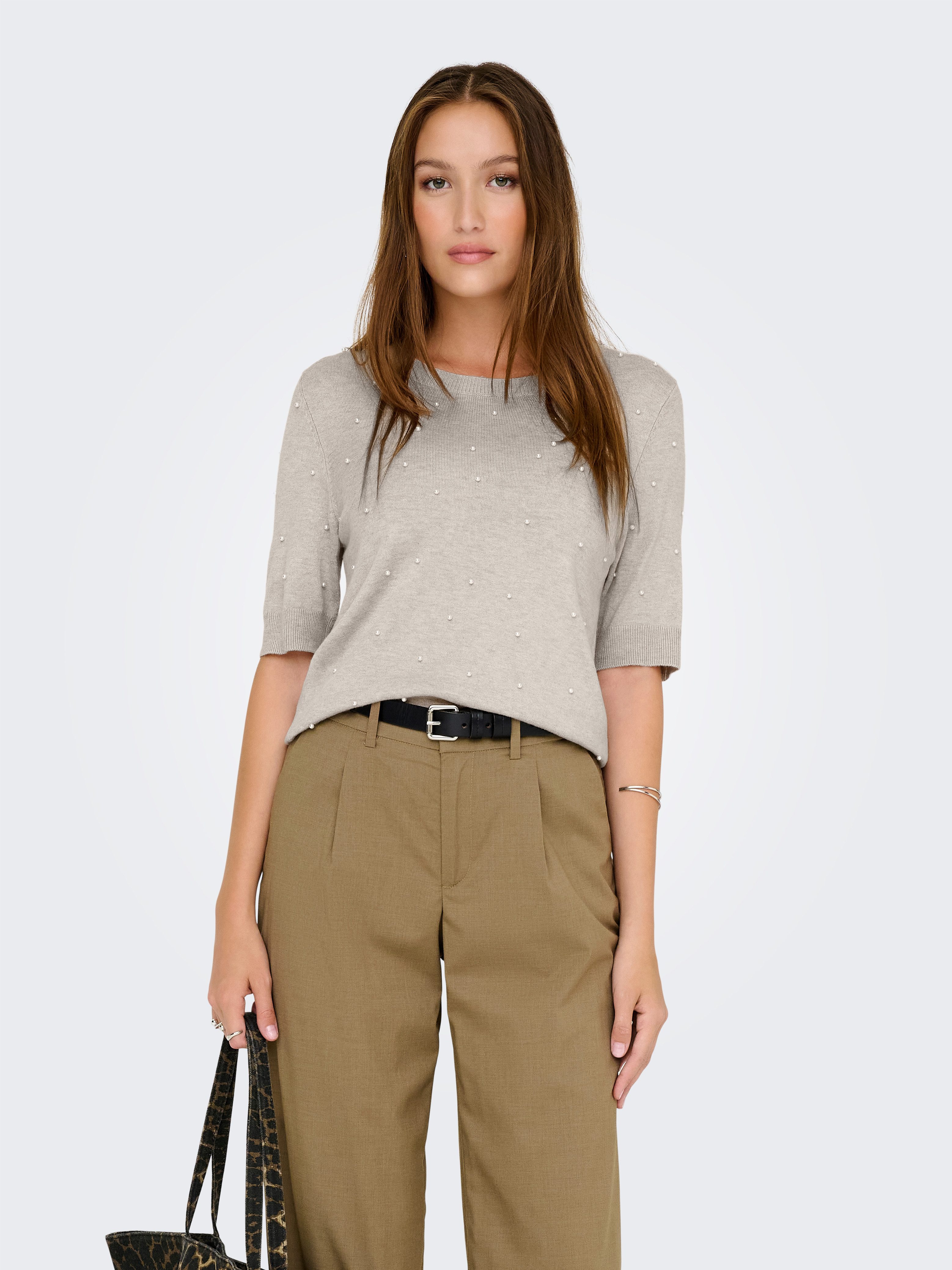 ONLY Kurzarmpullover ONLVENICE LIFE SS PEARL O-NECK KNT günstig online kaufen