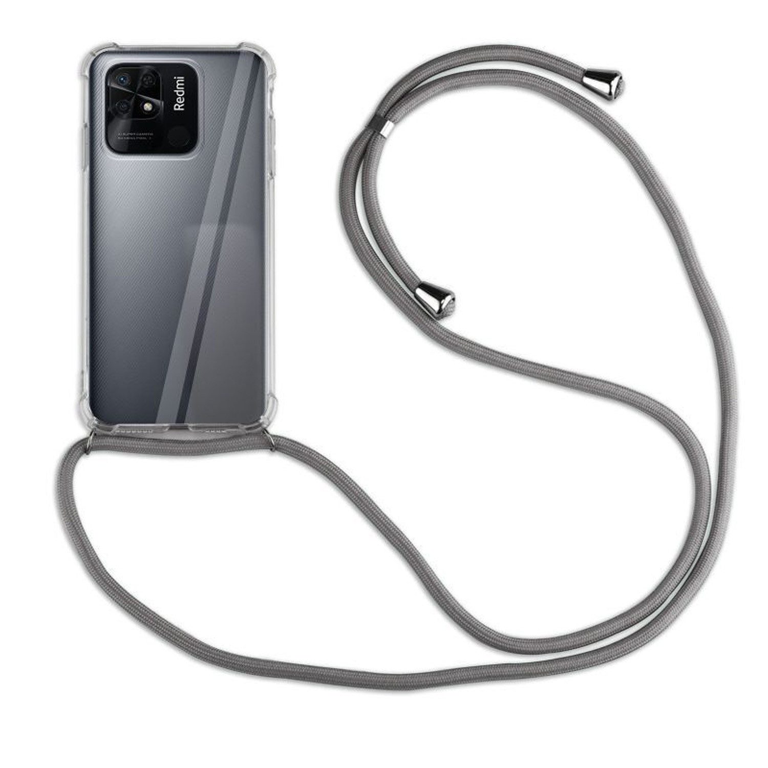 betterfon Handykette für Xiaomi Redmi 10C Handyhülle mit Band & Kordel Bumper Grau, Hände frei – mit Silikonhülle & Schnur für flexiblen Alltag