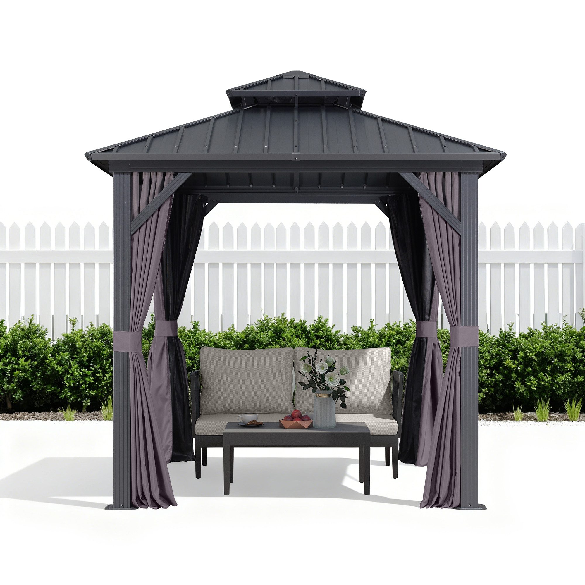 PURPLE LEAF Pavillon Günstiger Gartenpavillon, (1 Pavillon, mit Vorhängen und Moskitonetz), Wasserdicht, UV-beständig, Privatsphärenschutz