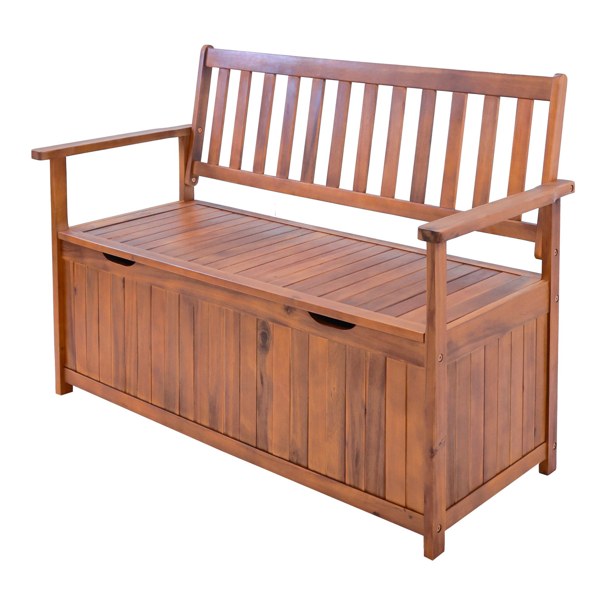 en.casa Gartenbank (inkl. Staufach), »Avezzano« Akazie 130x60x88cm Holzfarben