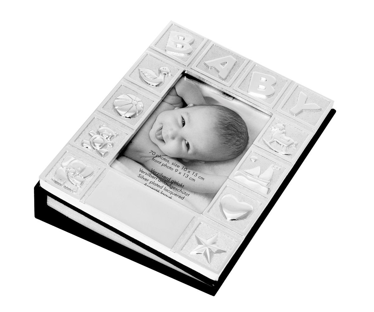 Fotoalbum versilbert Taufe für 70 Einsteck-Fotoalbum anlaufgeschützt Babybuch Fotobuch Brillibrum mit Fotos Babyfoto Einsteckalbum Bilderrahmen Baby 10x15 Buch