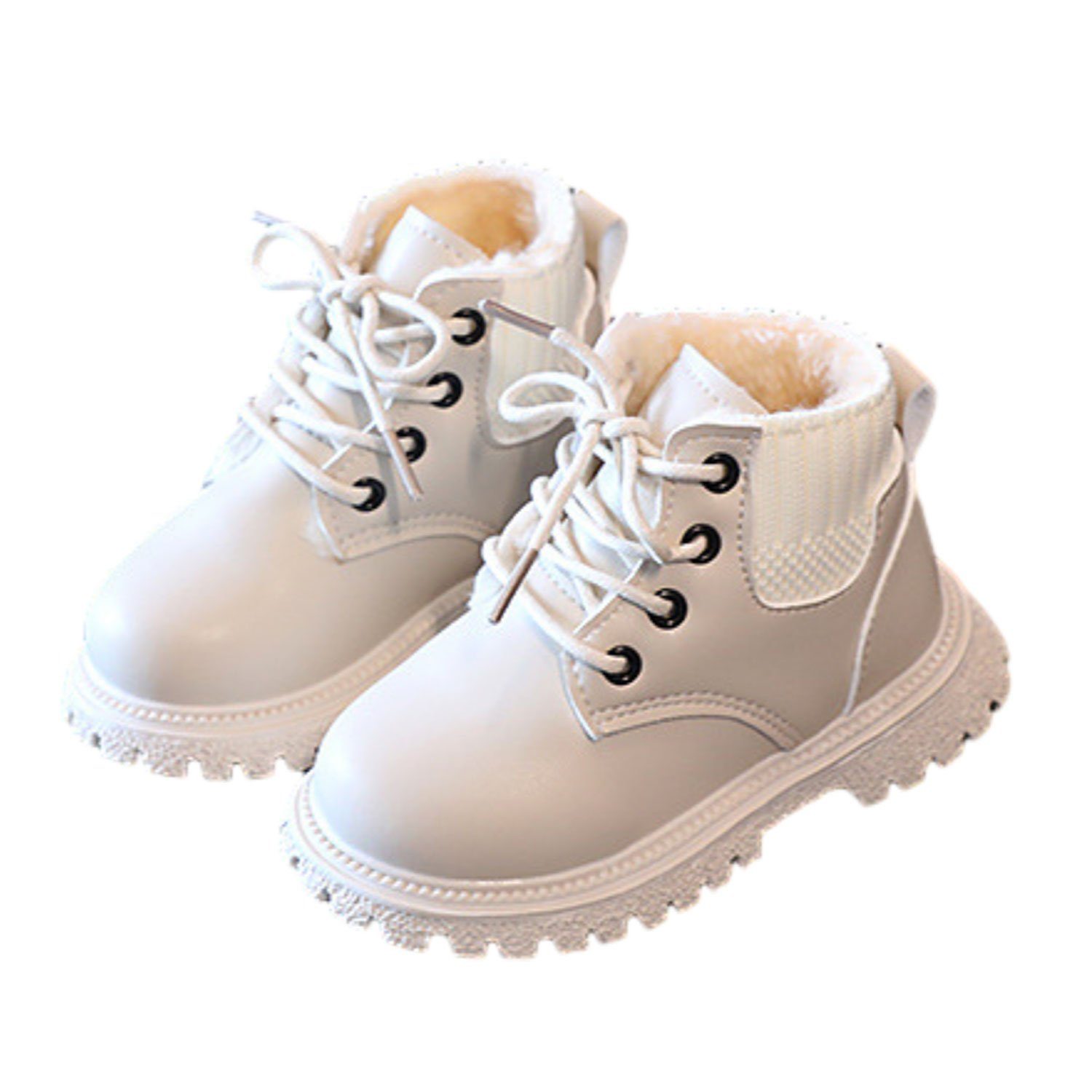 Daisred Kinder Stiefelette Mädchen Stiefeletten Winter Boots Stiefel Weiß