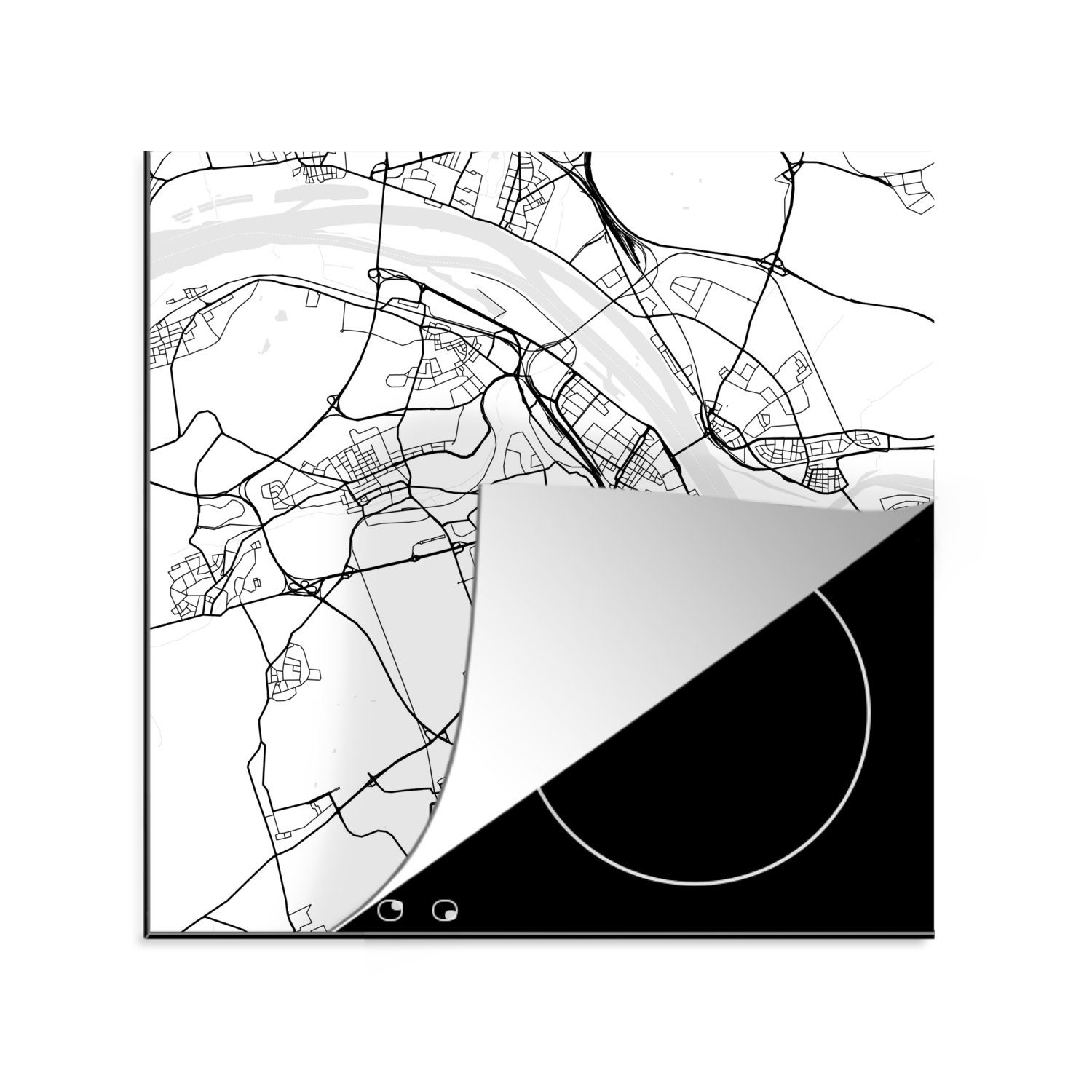 MuchoWow Herdblende-/Abdeckplatte Mainz - Karte - Stadtplan, Vinyl, (1 tlg), 78x78 cm, Ceranfeldabdeckung, Arbeitsplatte für küche