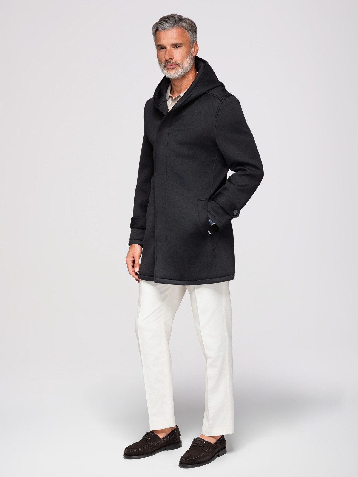 OMBRE Wintermantel Herren Wintermantel mit Kapuze und regulärer Passform Schwarz XXL (kein Set, 1-tlg)