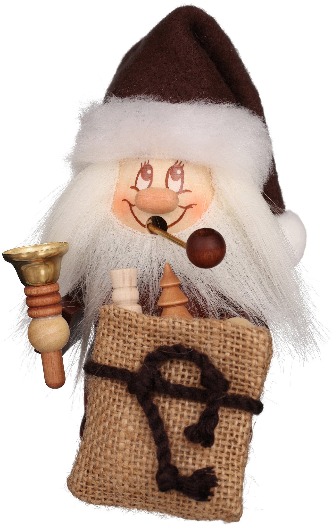 Christian Ulbricht Räuchermännchen Miniwichtel Weihnachtsmann mit Glocke, Weihnachtsdeko, Original Erzgebirge Holzkunst, inklusive Räucherkerzen