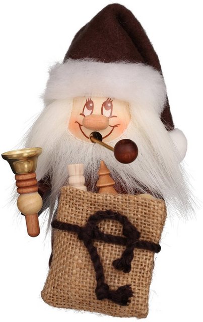 Christian Ulbricht Räuchermännchen »Miniwichtel Weihnachtsmann mit Glocke«, Original Erzgebirge Holzkunst, inklusive Räucherkerzen-Otto