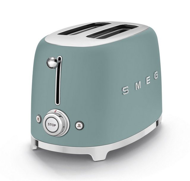 Smeg 2-in-1-Toaster 2-Schlitz-2-Scheiben-Toaster Kompakt Edelstahl SMEG Emerald Green