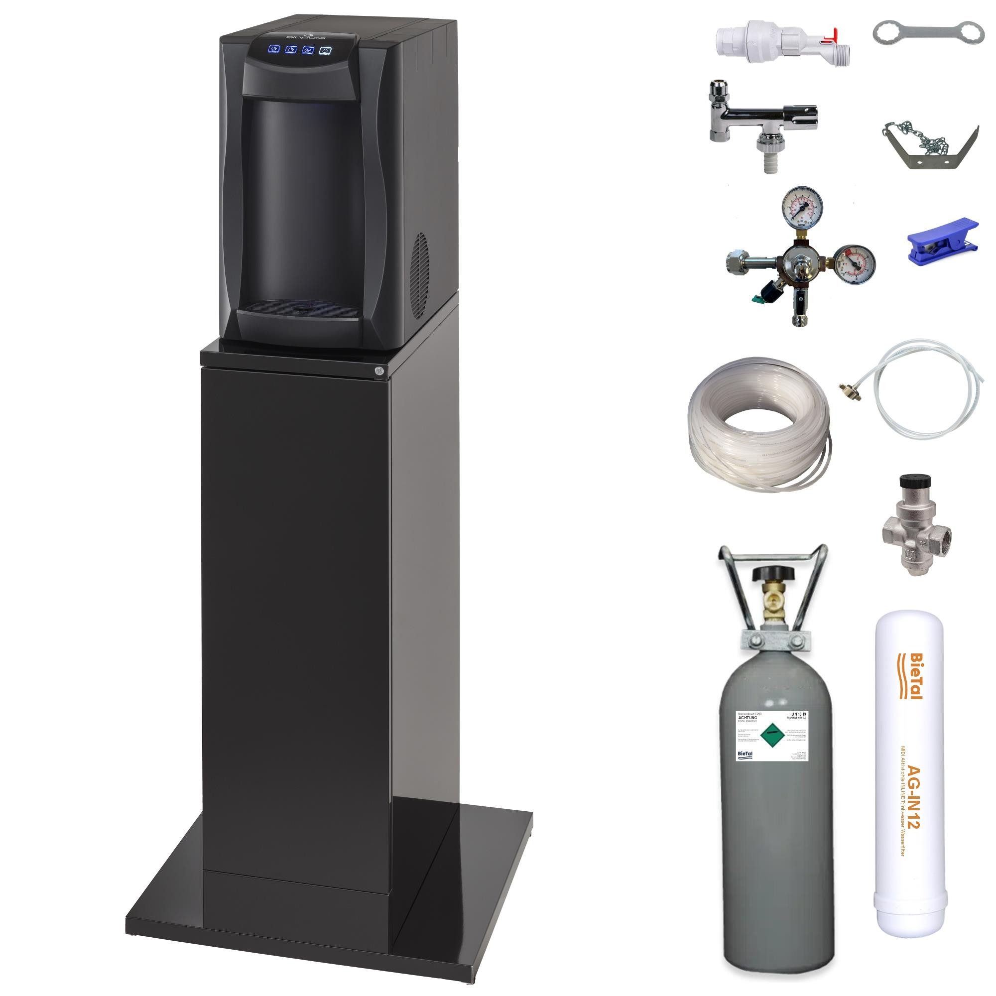 BieTal Wassersprudler Wassersprudler Sprudelwasser Wasser Anlage Blupura Piccola 15 Fizz SET, (Set, 24-tlg), Sprudelwasseranlage Trinkwasser Wasserspender