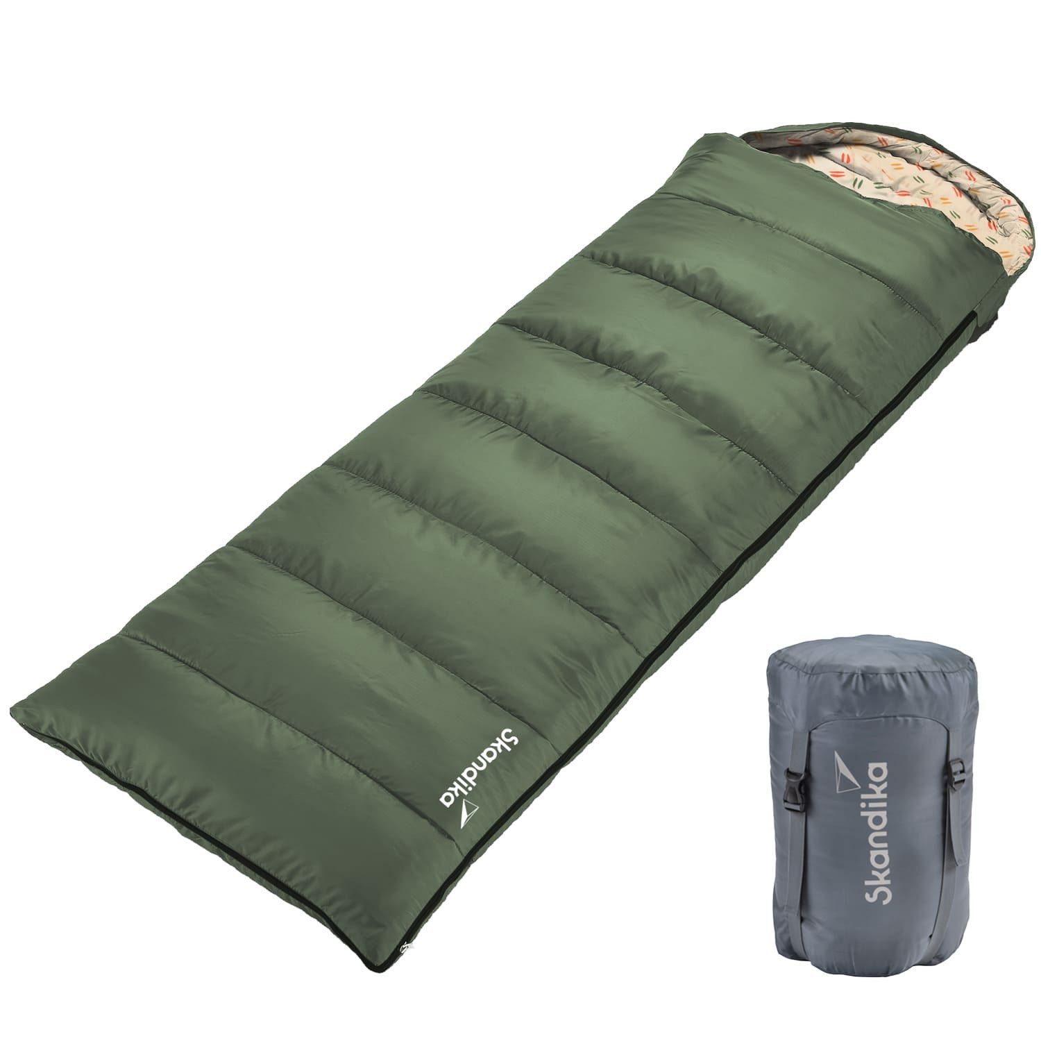 Skandika Schlafsack Iceland, Polycotton, atmungsaktiv, Innentasche mit Klett (2-Wege-Reißverschluss mit Kälteschutz, Stoffsteg, Webbandklemmschutz), 3 Jahreszeiten, 220 x 80 cm, koppelbar, bis -10° C, Packsack