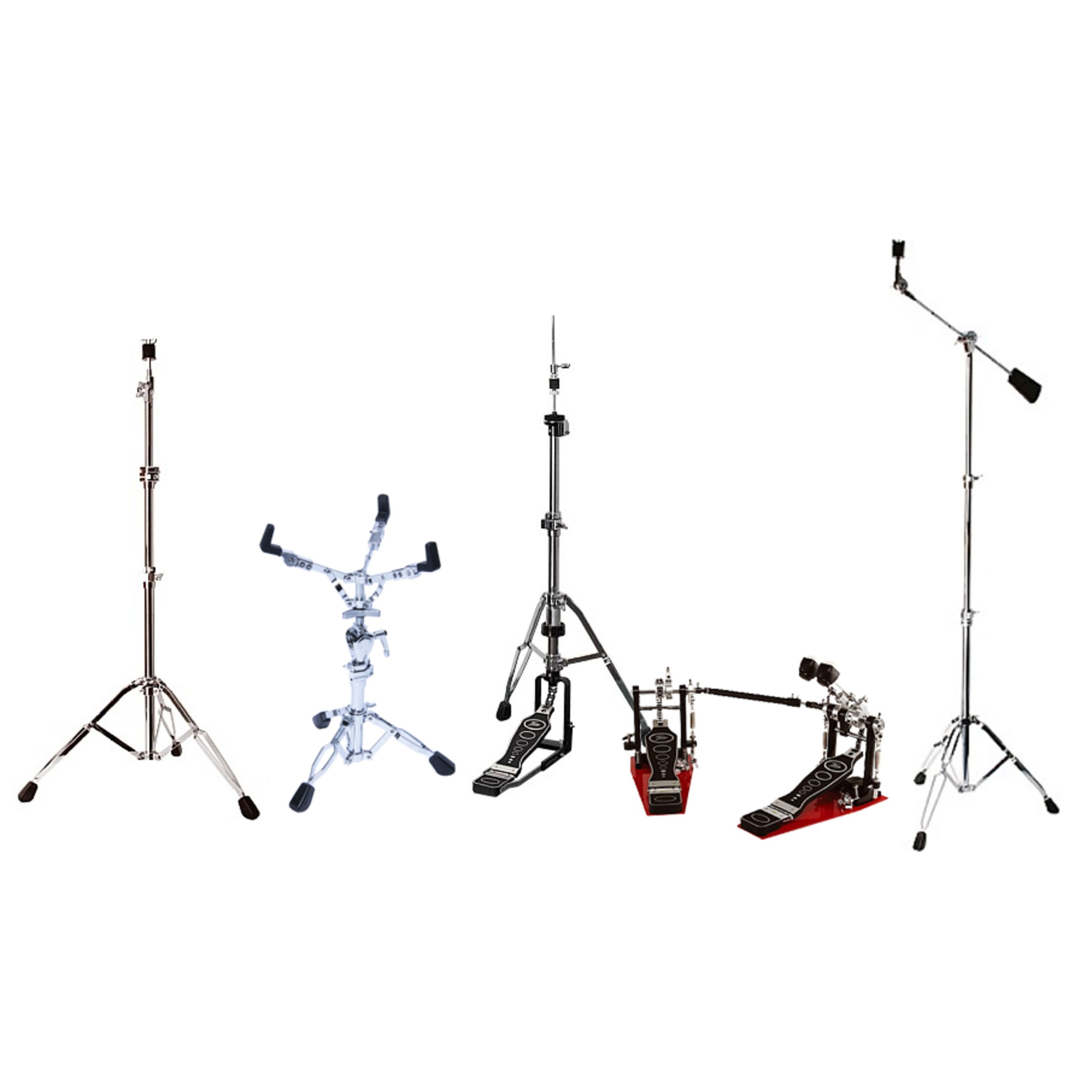 FAME Musikinstrumentenständer, (Drum Hardware Set Package 3 with Double Pedal Cymbal Stand Boom Cymbal Stand Hi-Hat Stand Snare Stand Red Drummer Handtuch 50th Anniversary Edition, Hardware, Hardware Sets), Drum Hardware Set, Double Pedal, Cymbal Stand, Boom Cymbal Stand
