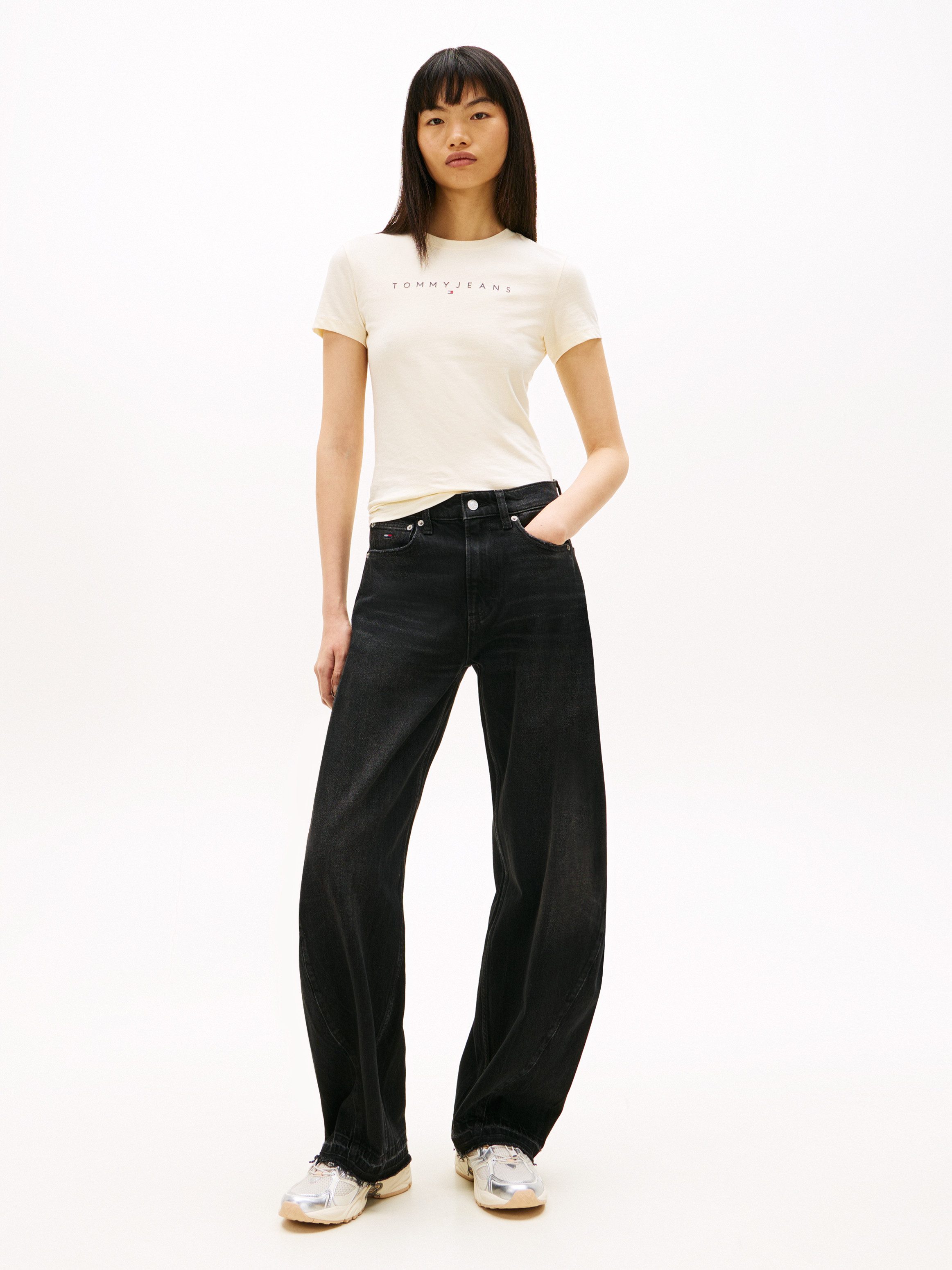 Tommy Jeans Kurzarmshirt TJW SLIM LINEAR TEE EXT mit Logo-Schriftzug
