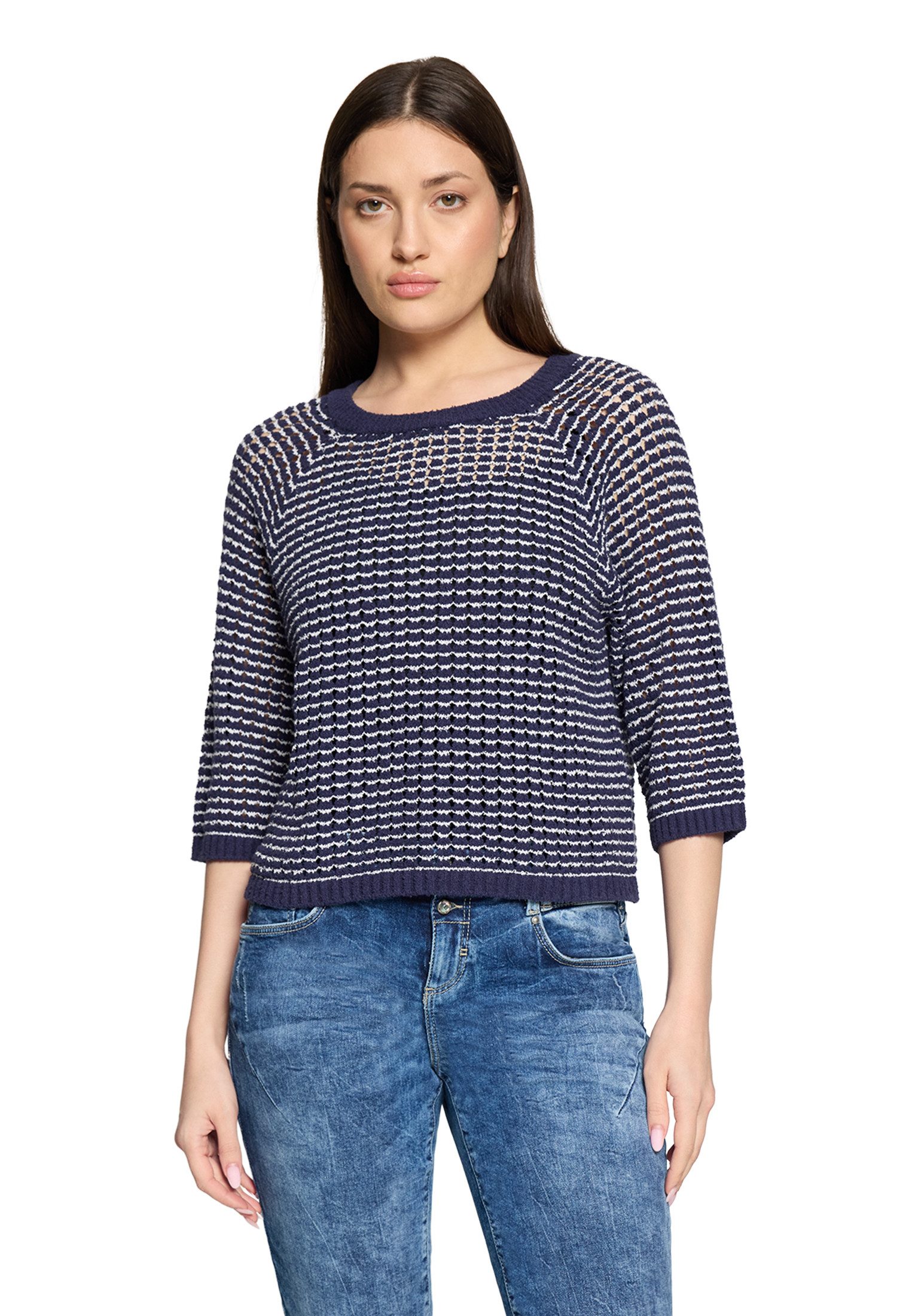 Cartoon Strickpullover Damen mit Rundhalsausschnitt (1-tlg)