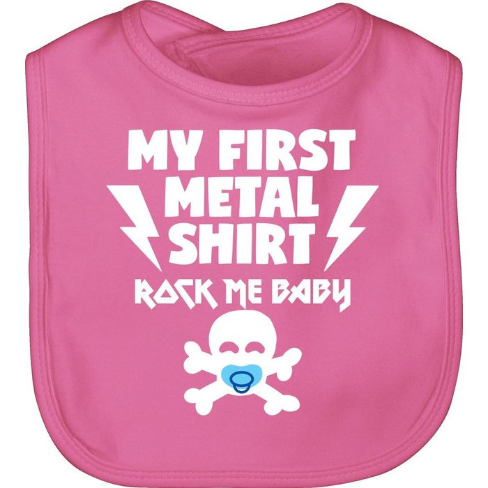 Shirtracer Lätzchen My first Metal Shirt mit Baby Totenkopf weiß/blau Sprüche Baby
