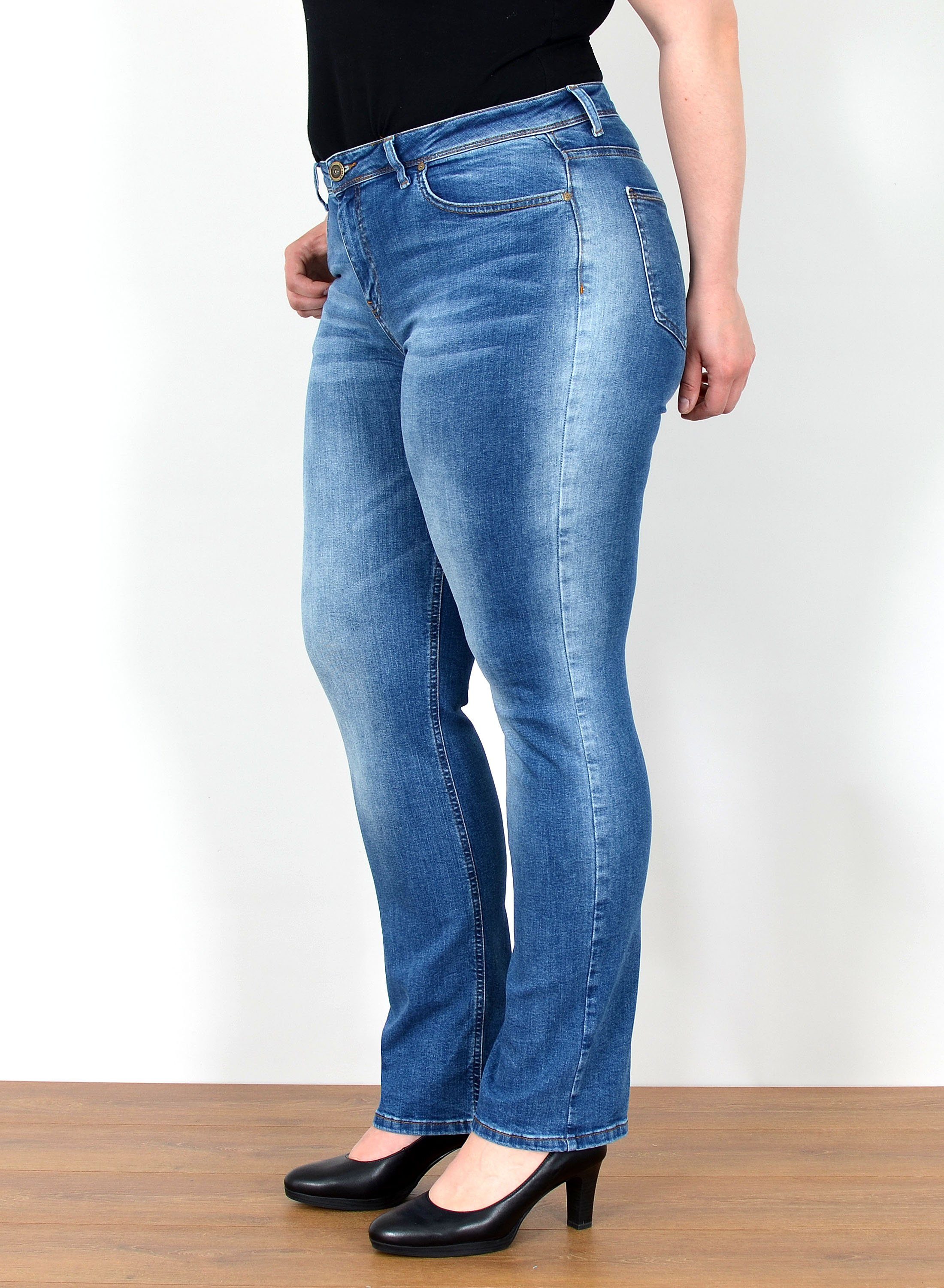 ESRA Straight-Jeans Straight Fit Jeans Damen High Waist Jeans-Hose Regular günstig online kaufen