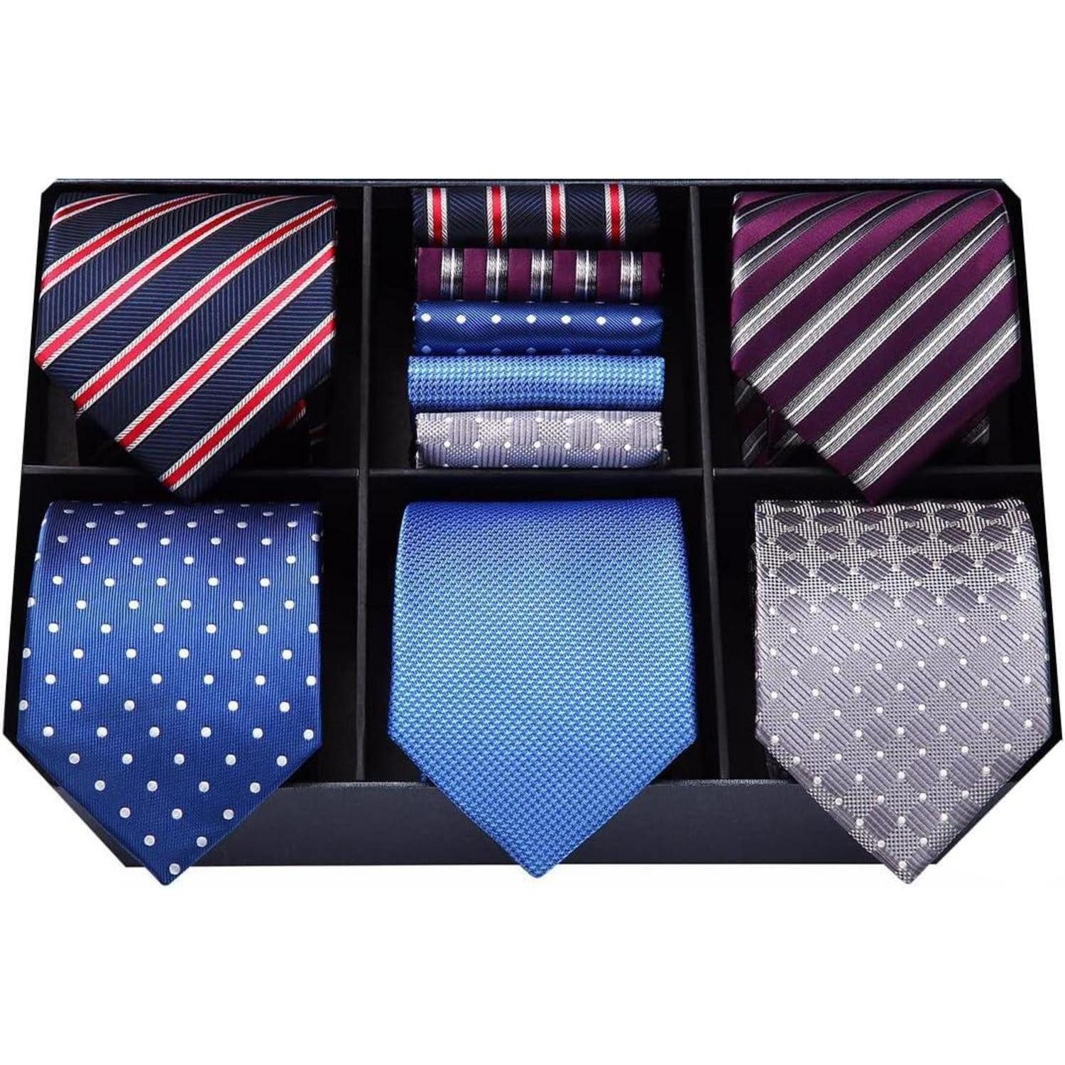Krawatte Krawatten Herren Set 5 Seidenkrawatte Einstecktuch T5-15