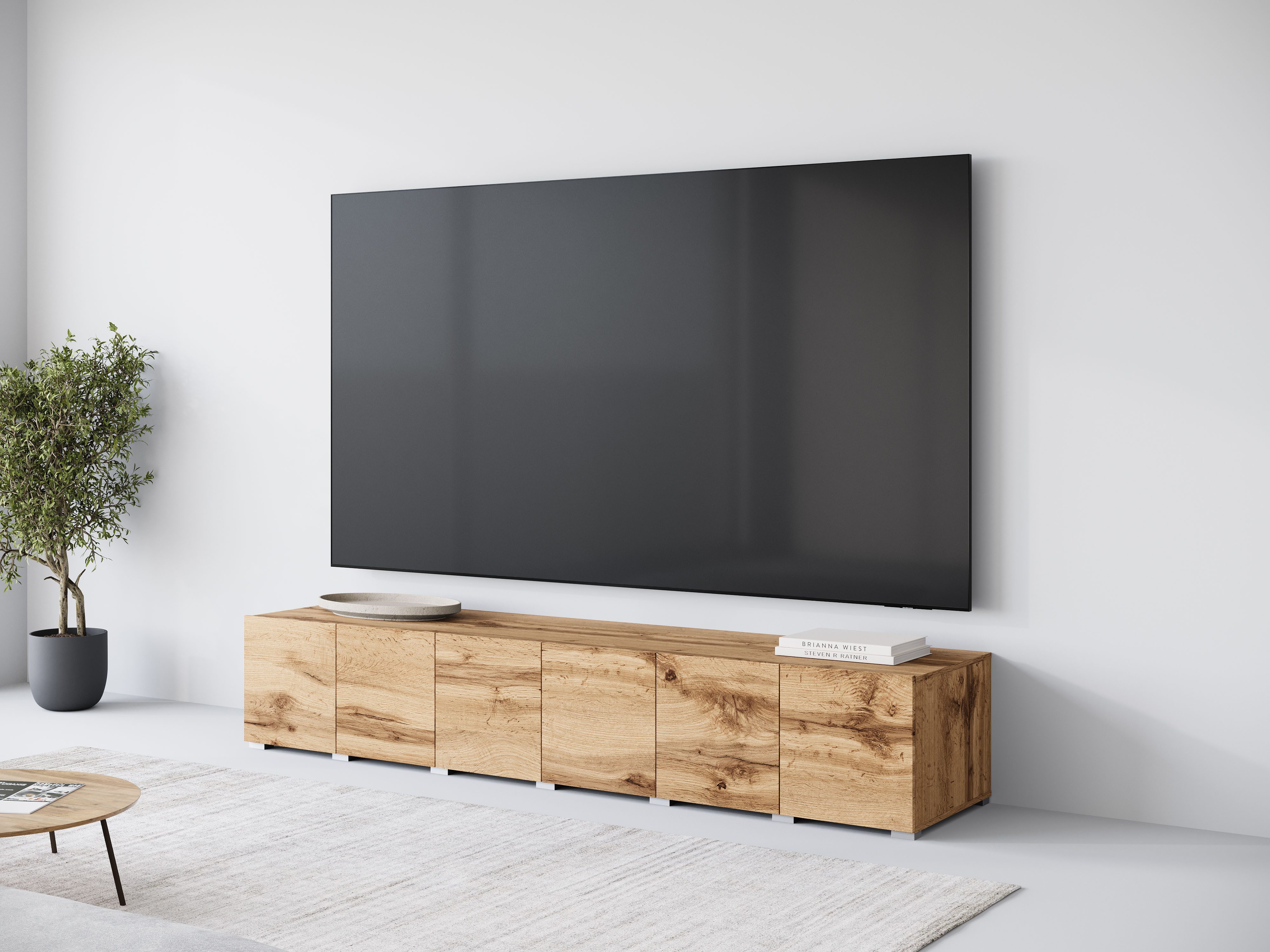 OTTO home Lowboard Denver Erlebe die Weltmeisterschaft im XXL-Format (1 St), Elegantes TV-Möbel 220 cm, speziell für bis zu 98-Zoll Fernseher
