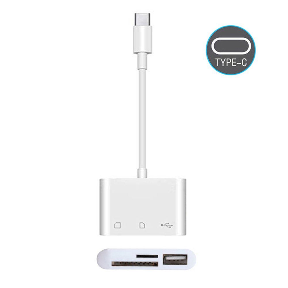 Bolwins D16 USB-C Kartenleser & USB-Hub – SD/MicroSD, USB-A, Datenübertragung Computer-Adapter USB-C Stecker zu USB-C, USB-A, SD, Micro-SD, 8 cm, USB-C Hub mit Kartenleser SD- & Micro-SD Kartenleser