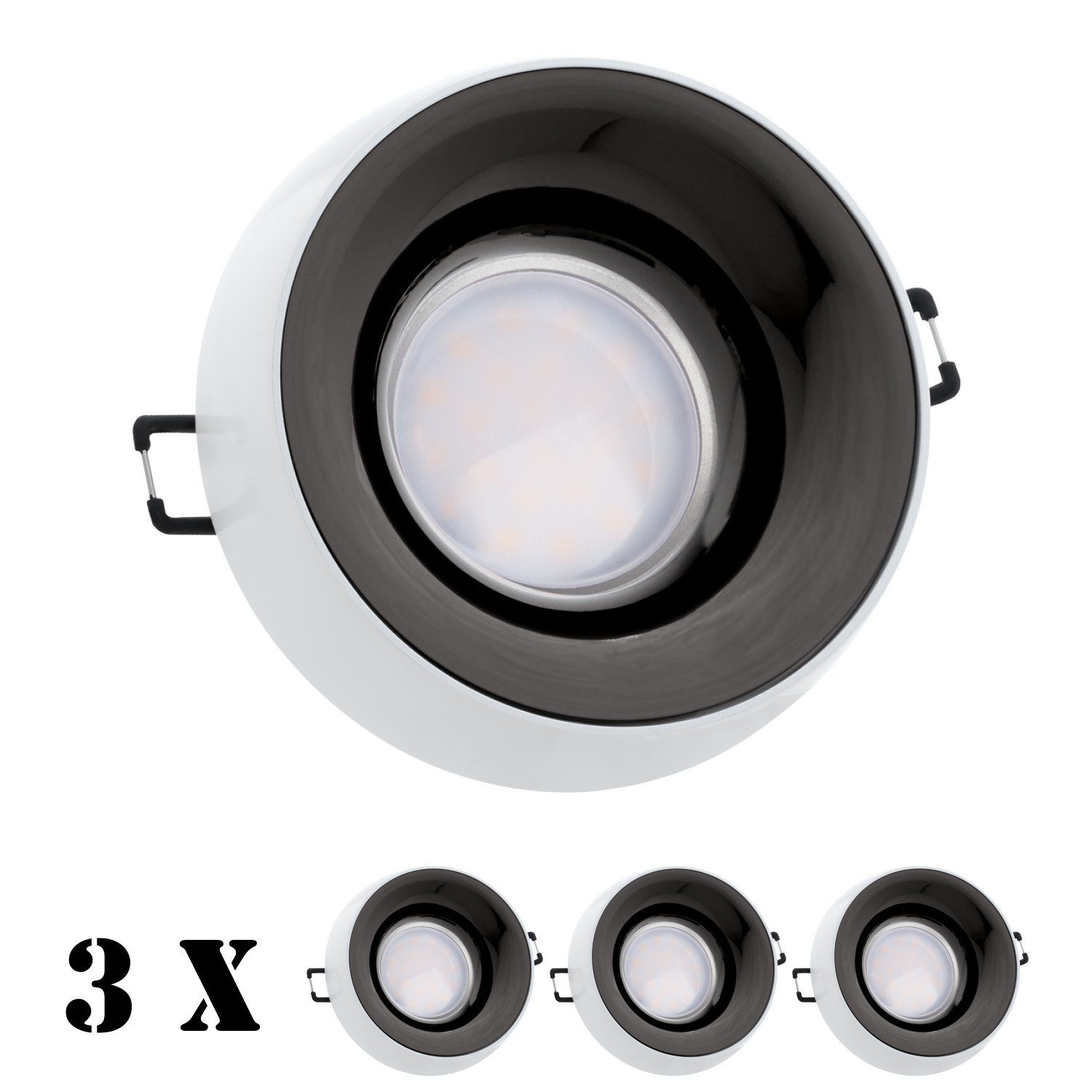 Set / 3er Weiß Markenstrahler Einbaustrahler LED Einbaustrahler mit LED LEDANDO GU5.3 vo LED MR16