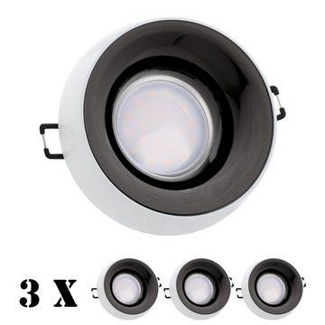 LEDANDO LED Einbaustrahler 3er LED Einbaustrahler Set Weiß mit LED GU5.3 / MR16 Markenstrahler vo