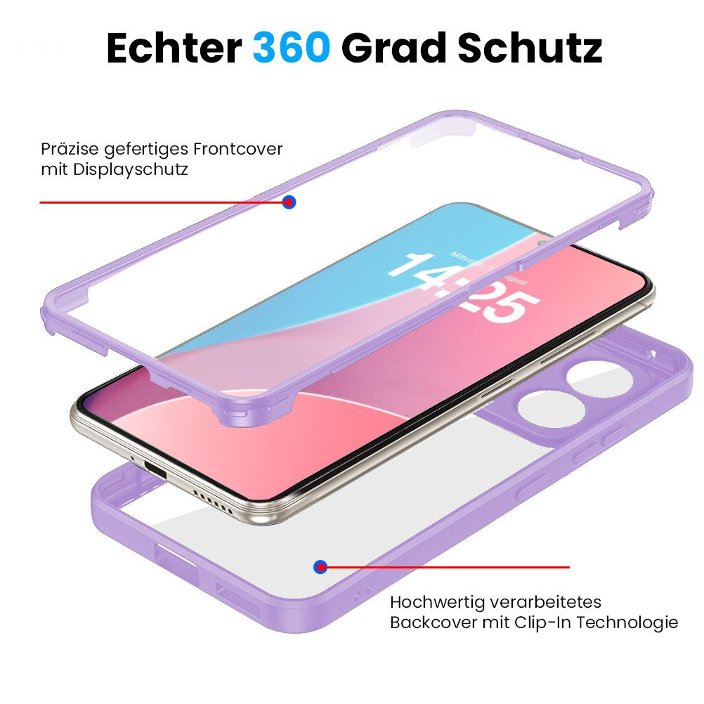 Tec-Expert Handyhülle 360 Grad Hülle für Xiaomi Redmi Note 13 Pro 5G 6.67 Zoll, 6.67, Rundum Schutz Cover Case Hülle robust