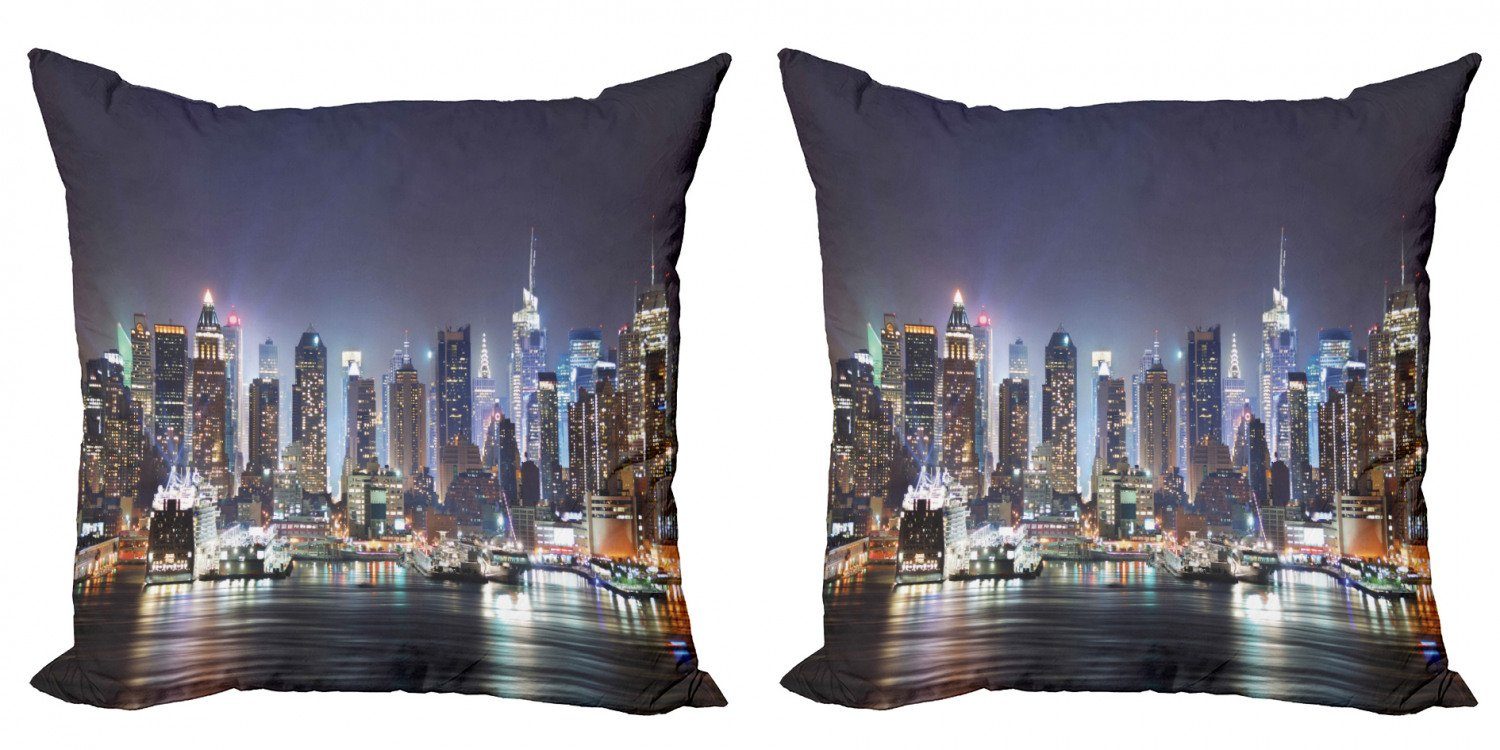 Digitaldruck, New Manhattan-Skyline (2 Kissenbezüge Accent Abakuhaus nachts Doppelseitiger Modern Stück), York
