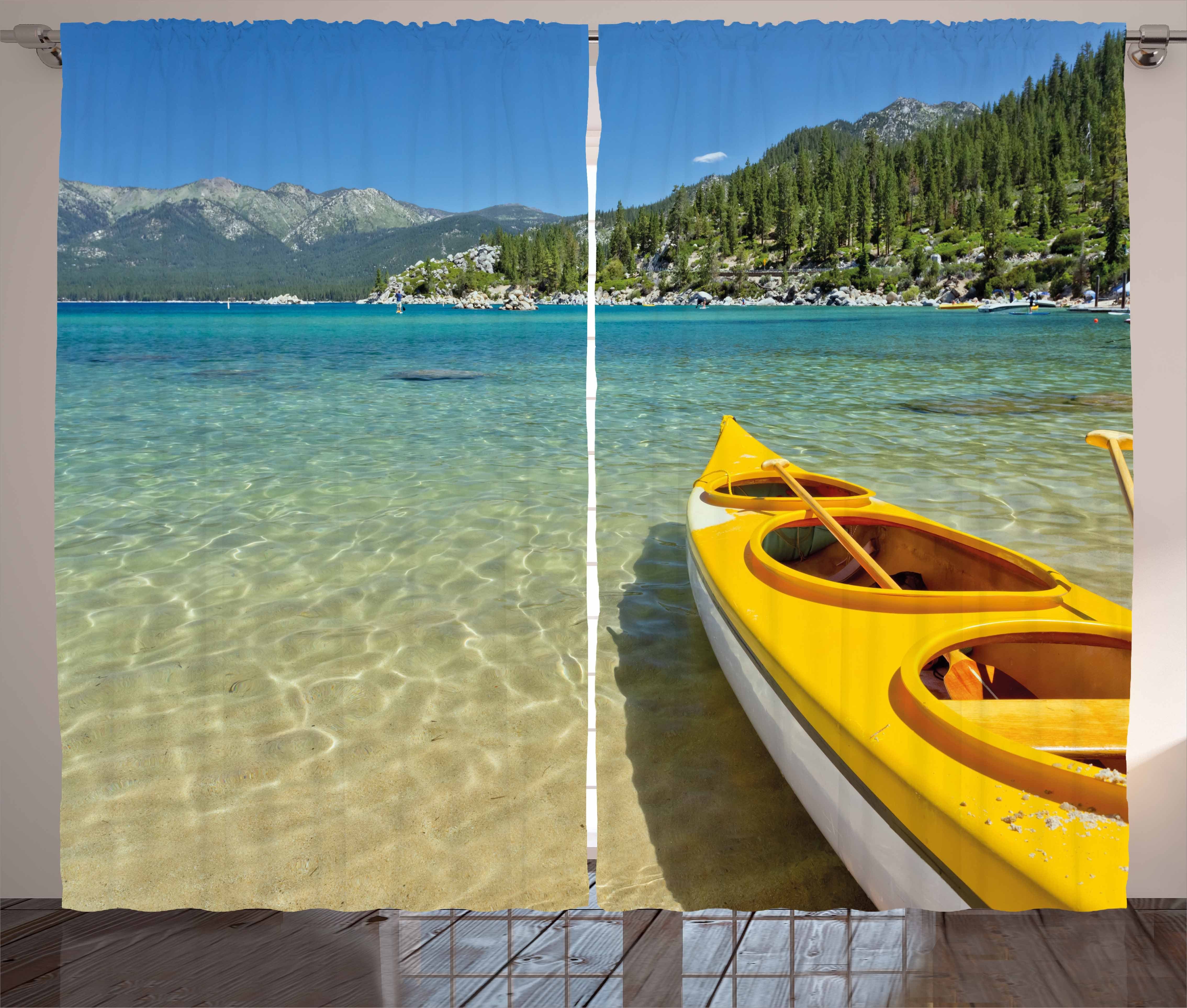 Gardine Schlafzimmer Kräuselband Vorhang mit Schlaufen und Haken, Abakuhaus, Lake Tahoe extreme Kajak