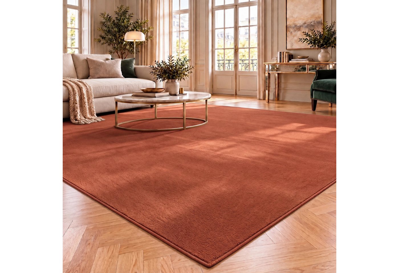 Vimoda Teppich Cozy Kurzflor Teppich – Angenehm warm & weich, waschbar & rutschfest, Rechteck, Höhe: 10 mm, Fellteppich Uni, Wohnzimmer, Schlafzimmer, kinderzimmer